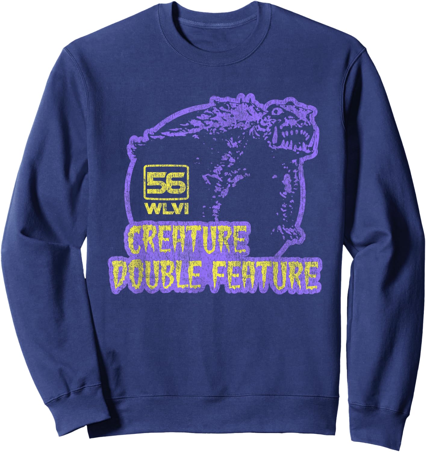 Creature Double Feature Retro 1970s Sweatshirt - Sweatshirt | Navy