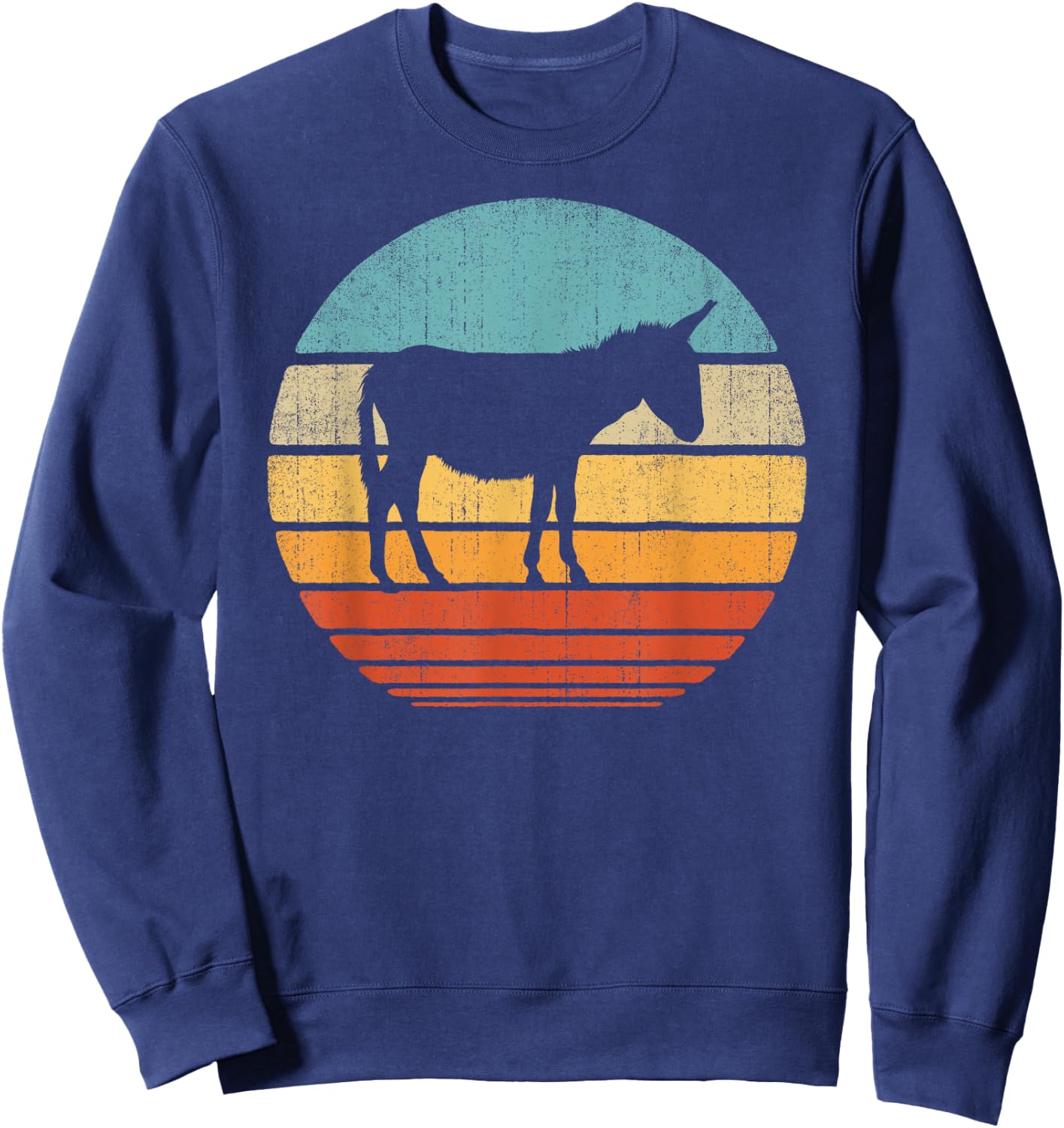 Donkey Retro Vintage 60s 70s Sunset Farm Animal Farmer Men Sweatshirt - Sweatshirt | Navy