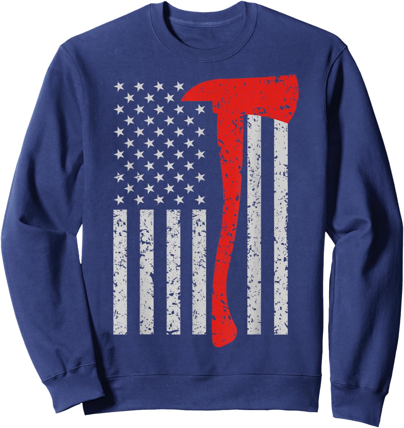 Firefighter American Flag Sweatshirt - Sweatshirt | Navy