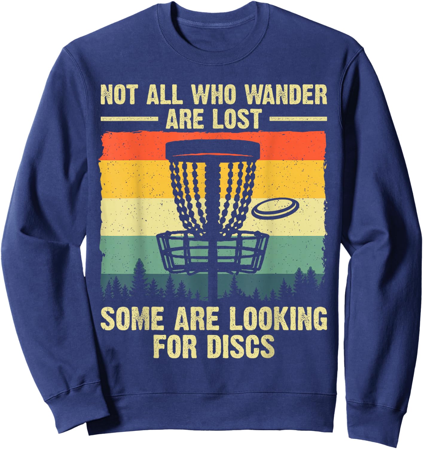 Disc Golf Gift Disc Golfer Stuff & Accessories -Adults & -Kids Funny Disc Golf Art Black Short Sleeve Small Classic Fit Lightweight Sweatshirt - Sweatshirt | Navy