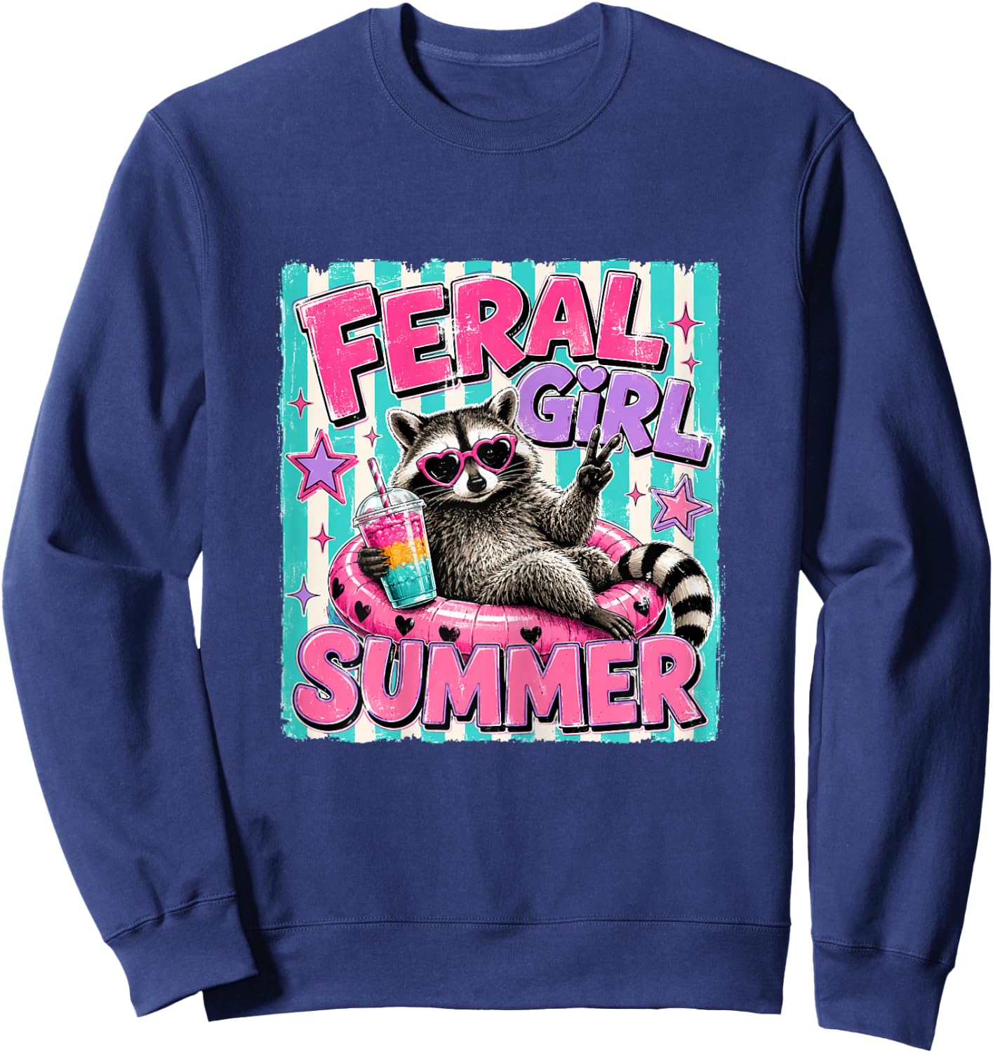 Feral Girl Summer Sweatshirt - Sweatshirt | Navy