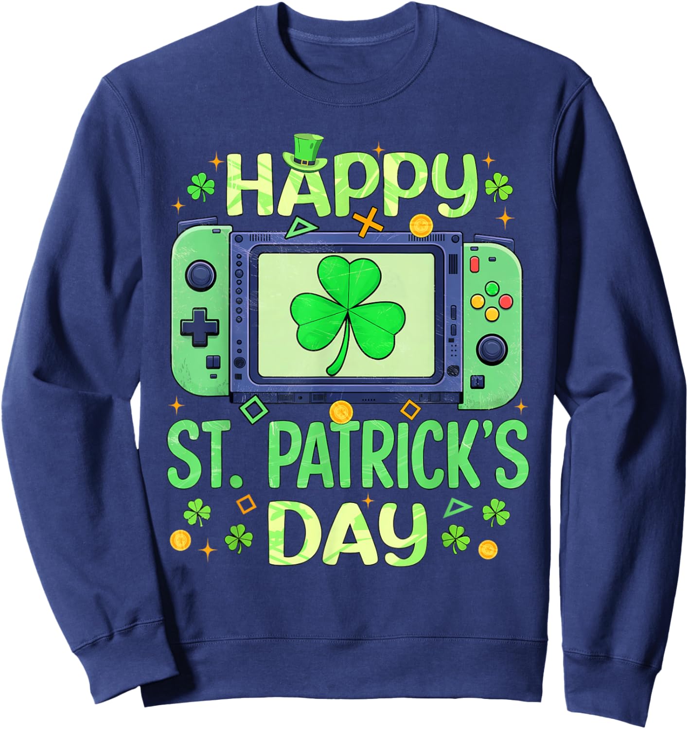 Happy St. Patrick's Day Video Gamer Controller Irish Men Boy Sweatshirt - Sweatshirt | Navy