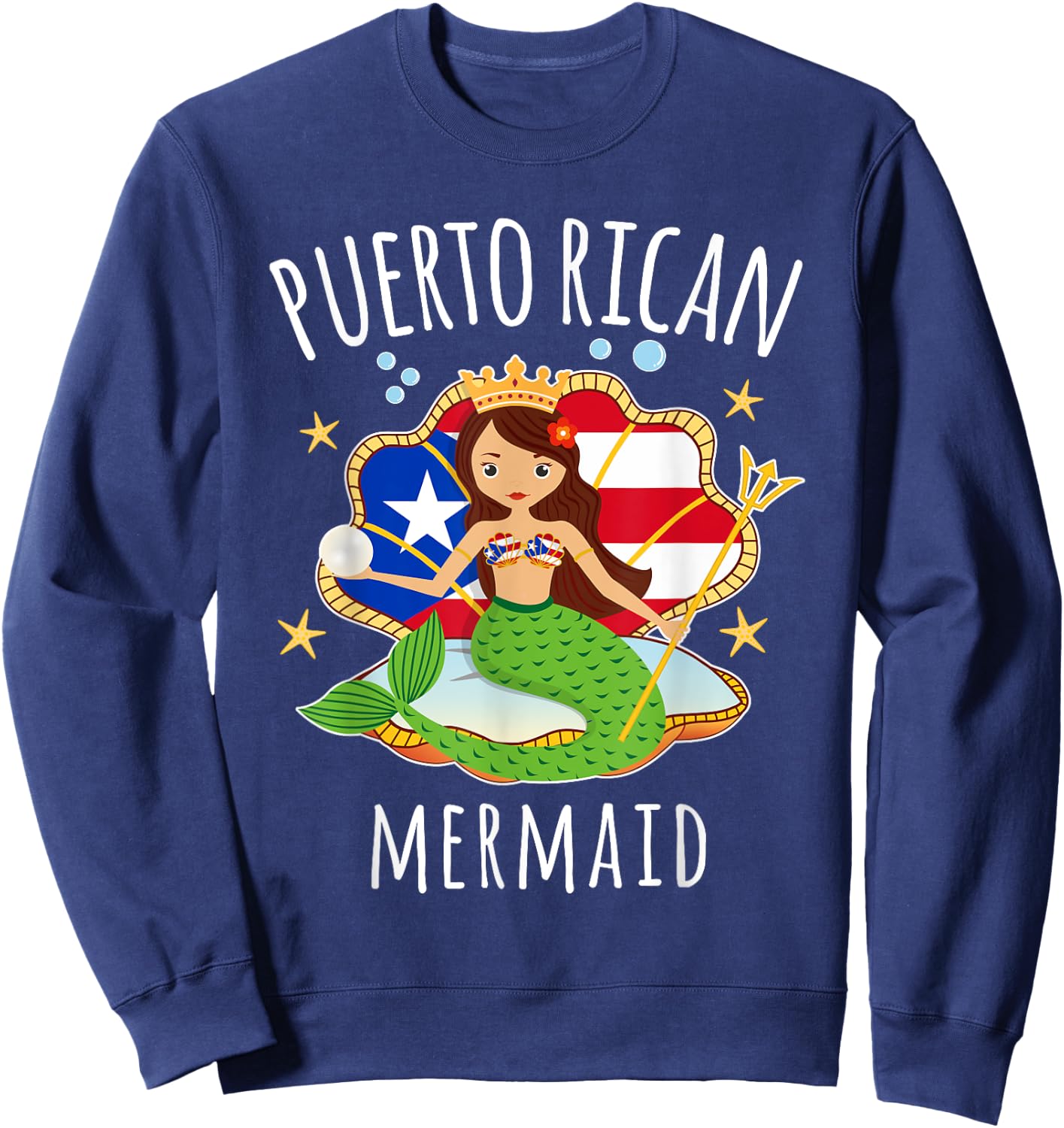 Puerto Rico Flag Puerto Rican Mermaid Kids Sweatshirt - Sweatshirt | Navy
