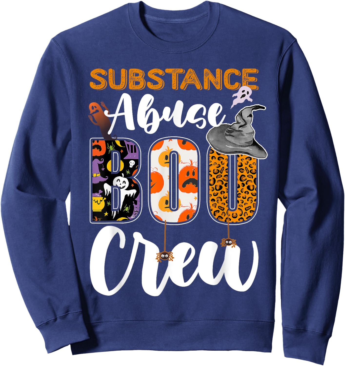 Substance Abuse Boo Crew Halloween Matching Counselor Sweatshirt - Sweatshirt | Navy