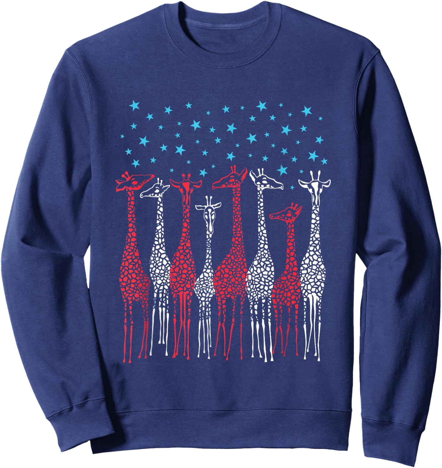 Red White And Blue Giraffe 4th of July Patriotic Kids Men Sweatshirt - Sweatshirt | Navy