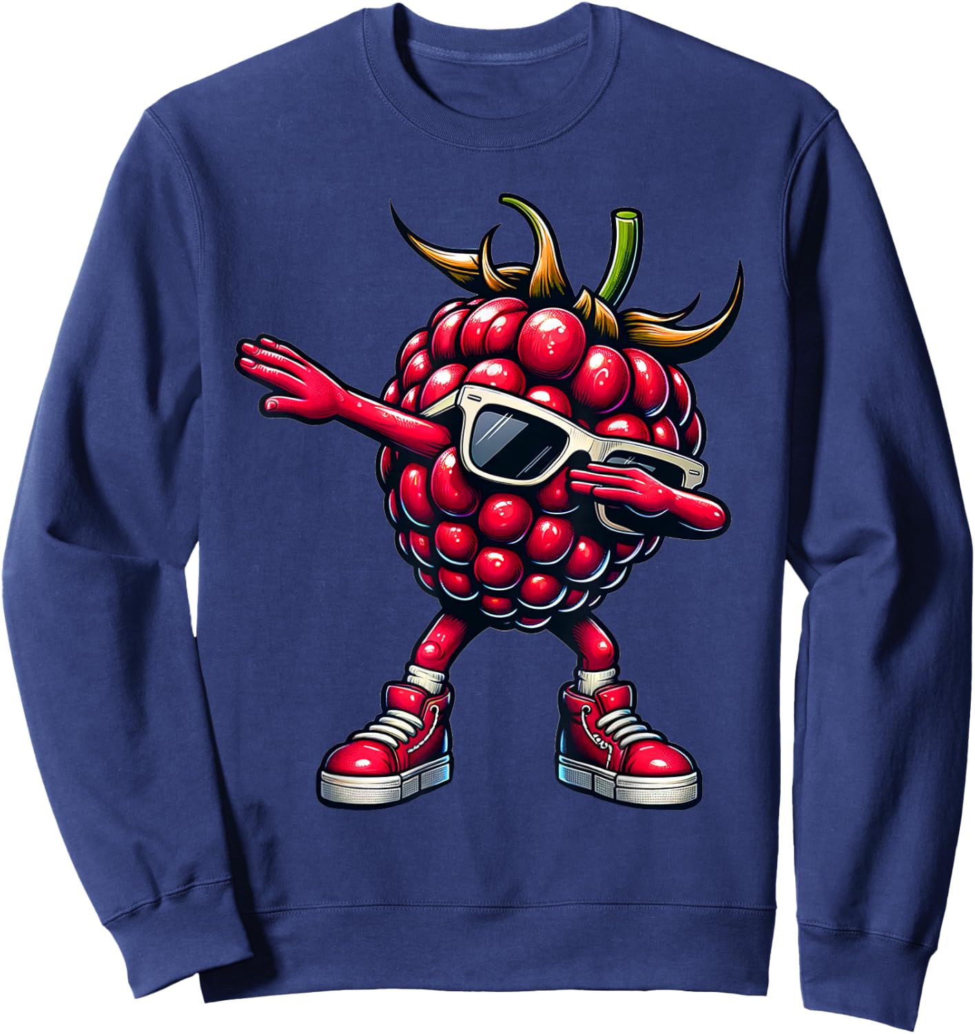 Dabbing Raspberry Funny Pink Raspberry Fruit Gift Sweatshirt - Sweatshirt | Navy