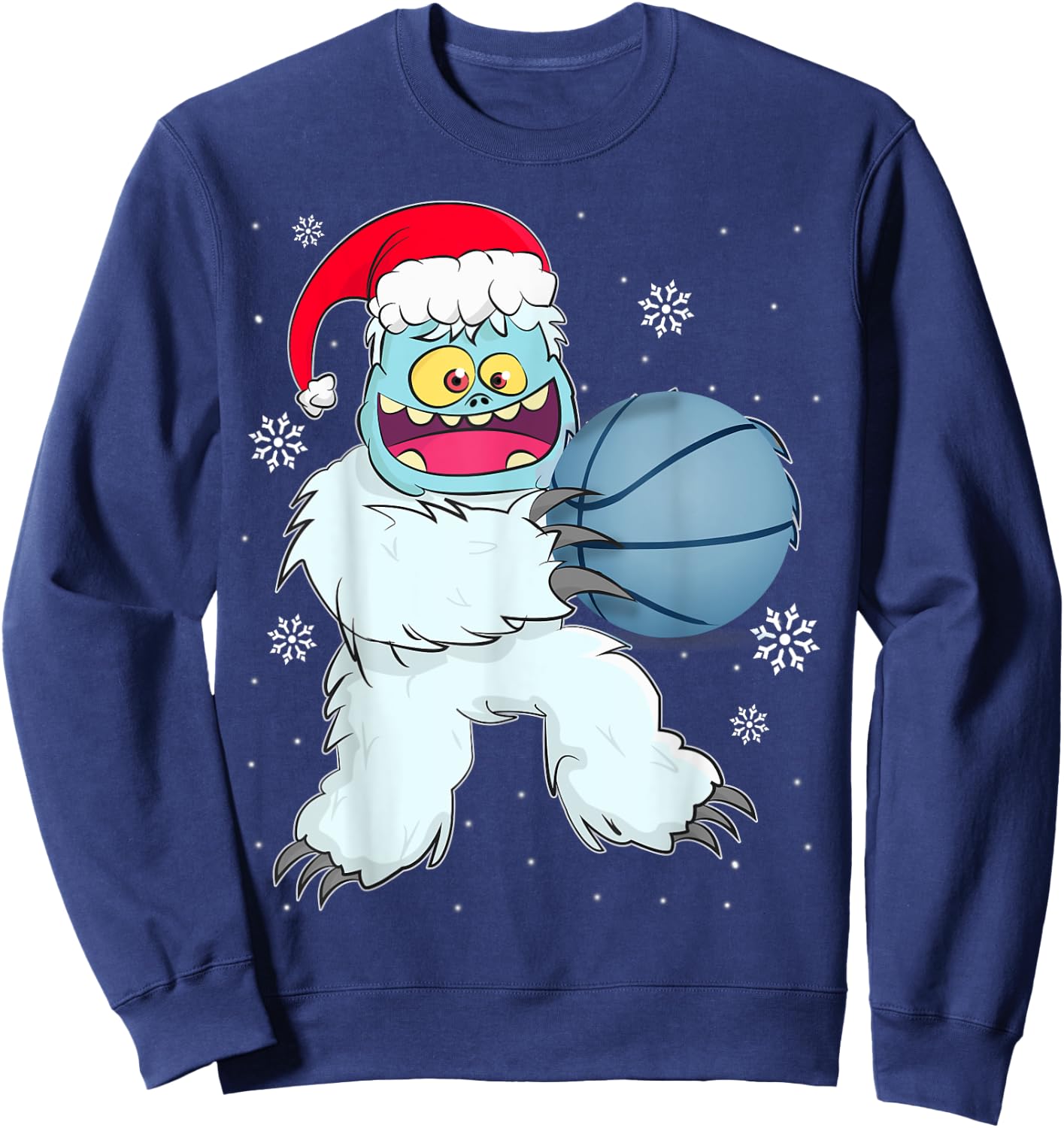 Basketball Player Yeti Abominable Snowman Christmas Pajama Sweatshirt - Sweatshirt | Navy