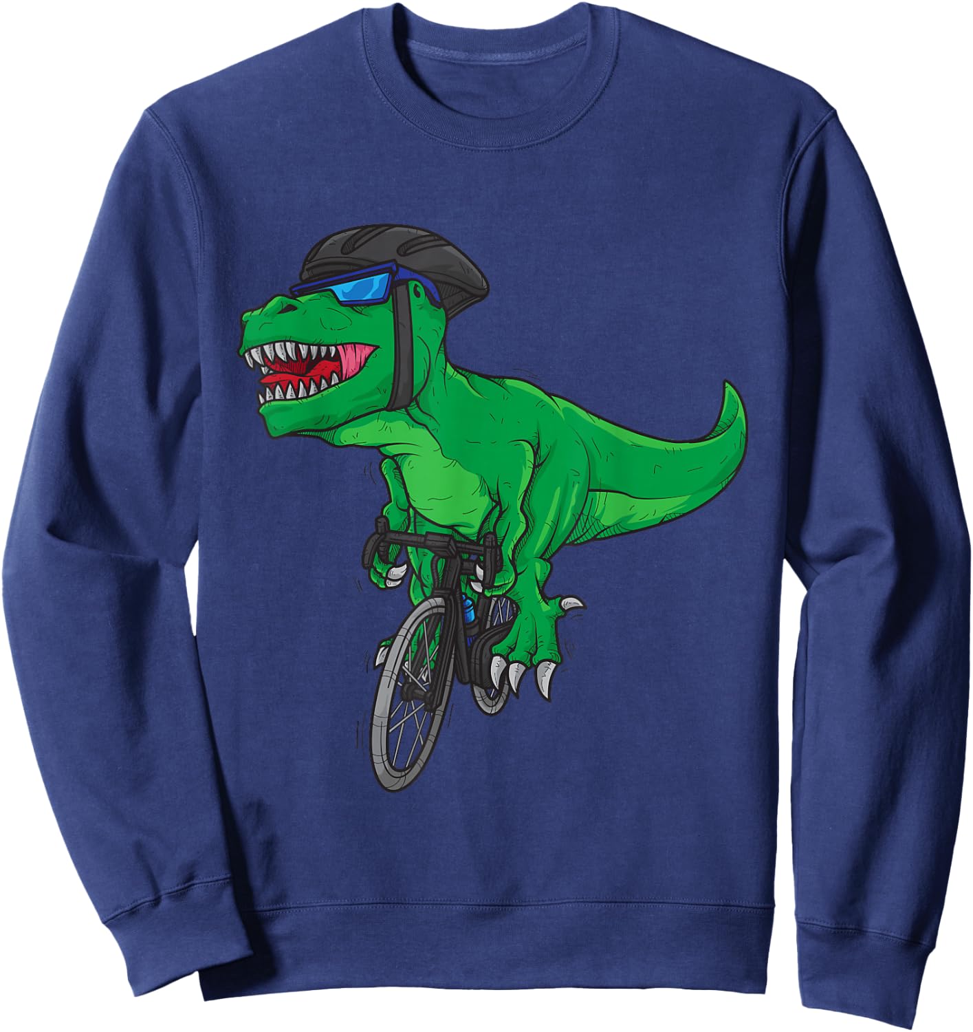 Cycling T-rex Dinosaur Shirt Cyclist Gift Sweatshirt - Sweatshirt | Navy