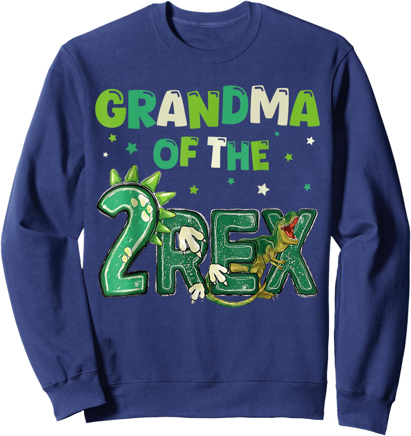 Grandma of the Two Rex Birthday Dinosaur Family Matching Sweatshirt - Sweatshirt | Navy