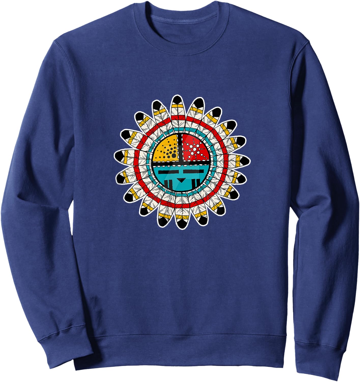 Hopi Kachina Native American , -Adults, Black, Small, Short Sleeve, Modern Graphic Sweatshirt - Sweatshirt | Navy