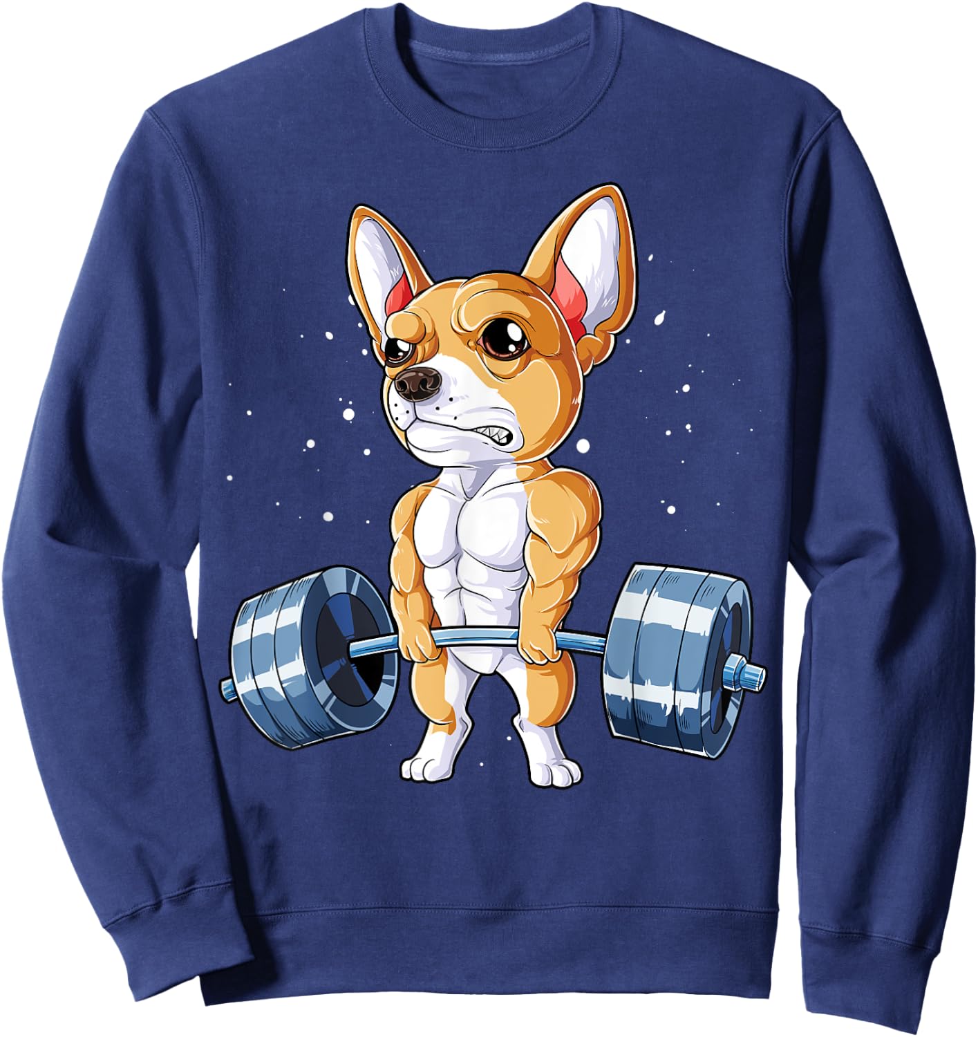Chihuahua Weightlifting Funny Deadlift Men Fitness Gym Cute Sweatshirt - Sweatshirt | Navy