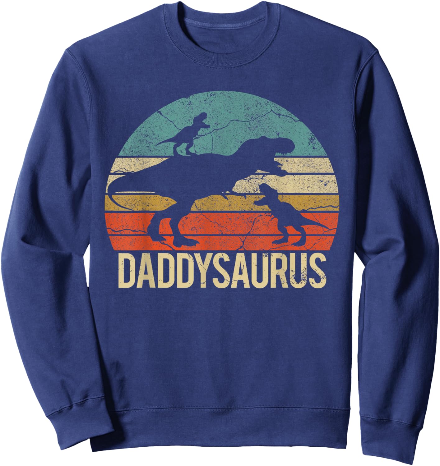 Daddy Dinosaur Daddysaurus 2 Two Kids for Dad Sweatshirt - Sweatshirt | Navy