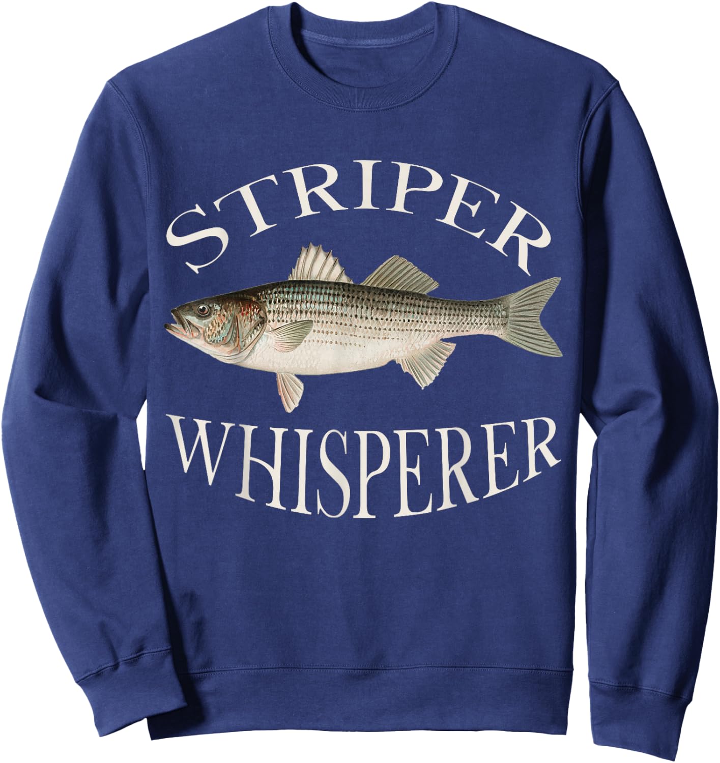 Striper Whisperer Striped Bass Fish Illustration Fishing Sweatshirt - Sweatshirt | Navy
