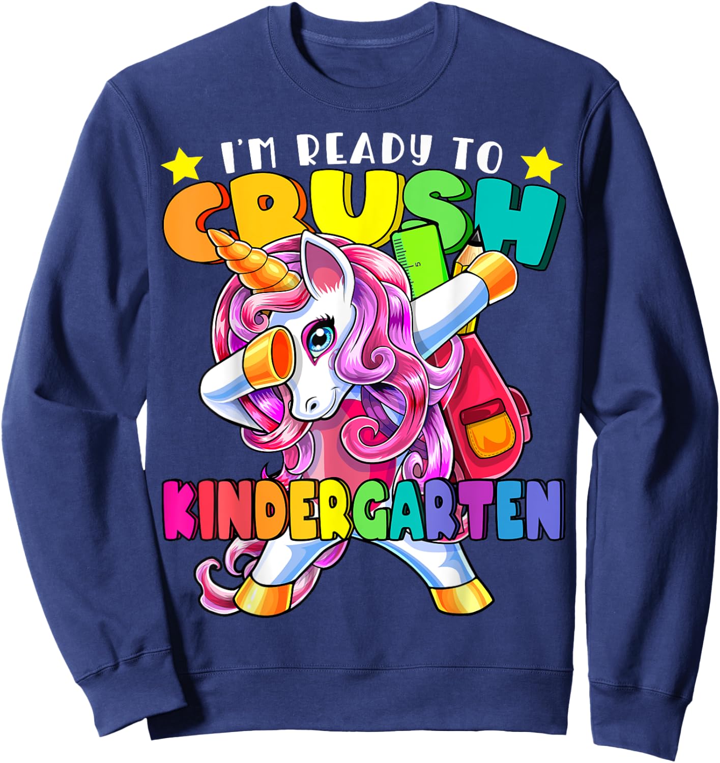 Kindergarten Dabbing Unicorn Back to School Girls Gift Sweatshirt - Sweatshirt | Navy