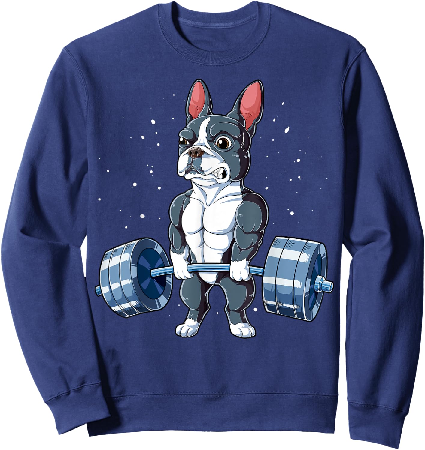 Boston Terrier Weightlifting Funny Deadlift Men Fitness Gym Sweatshirt - Sweatshirt | Navy