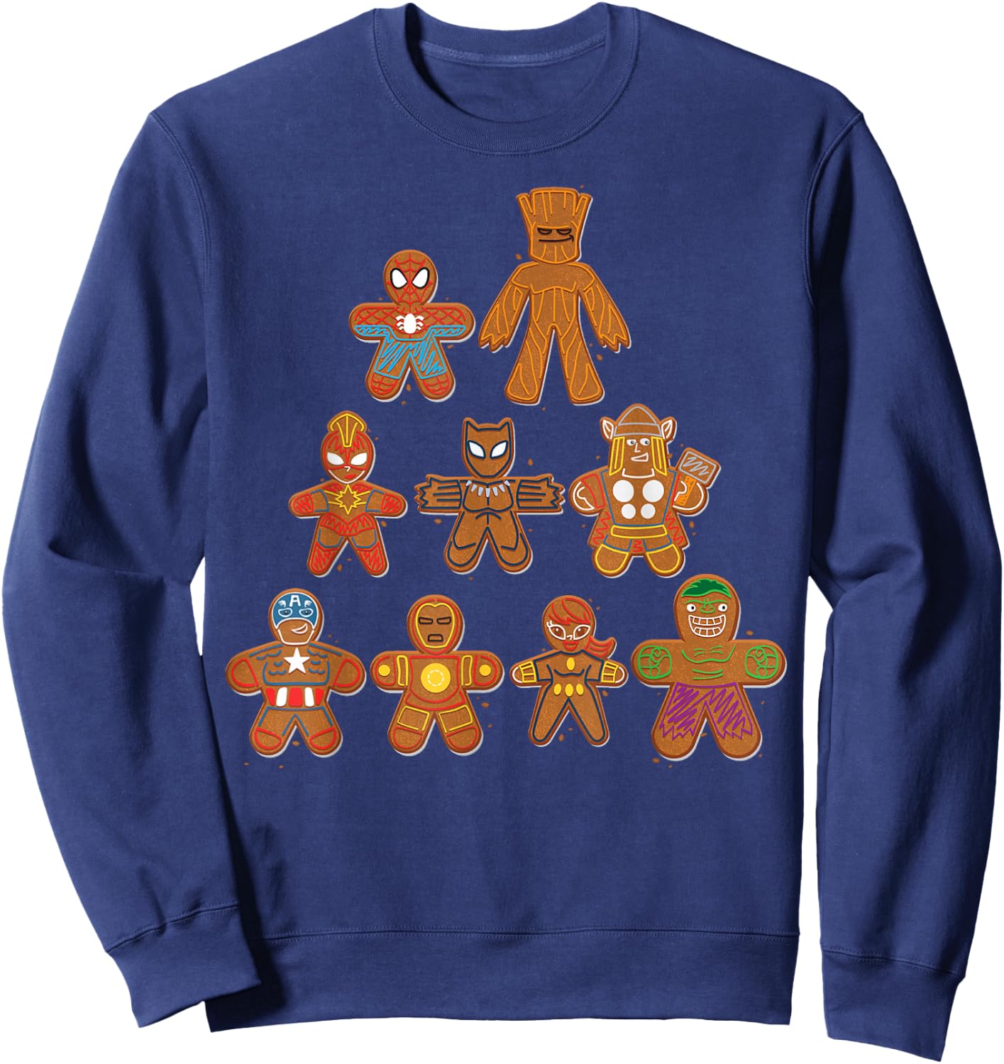 Marvel Avengers Gingerbread Cookie Tree Sweatshirt - Sweatshirt | Navy