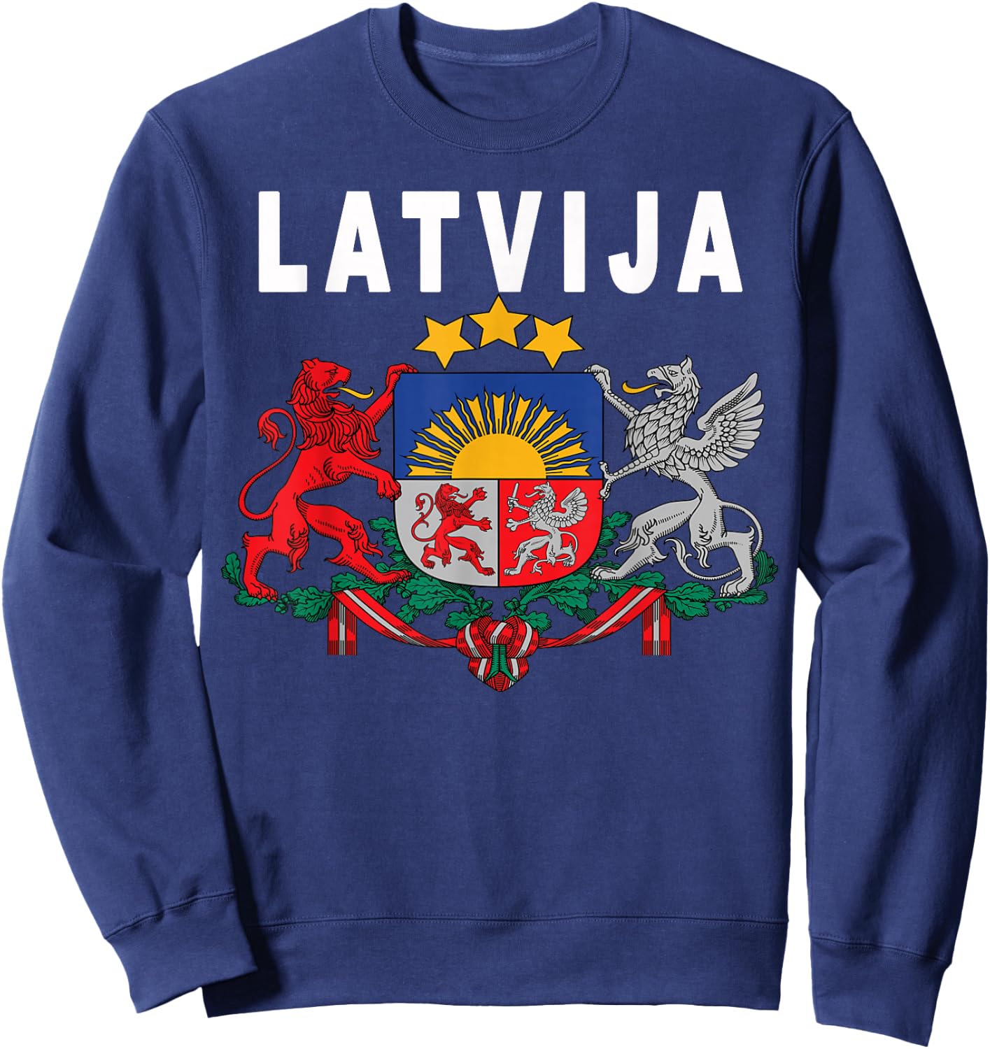 Latvian Language Letvija Emblem Sweatshirt - Sweatshirt | Navy