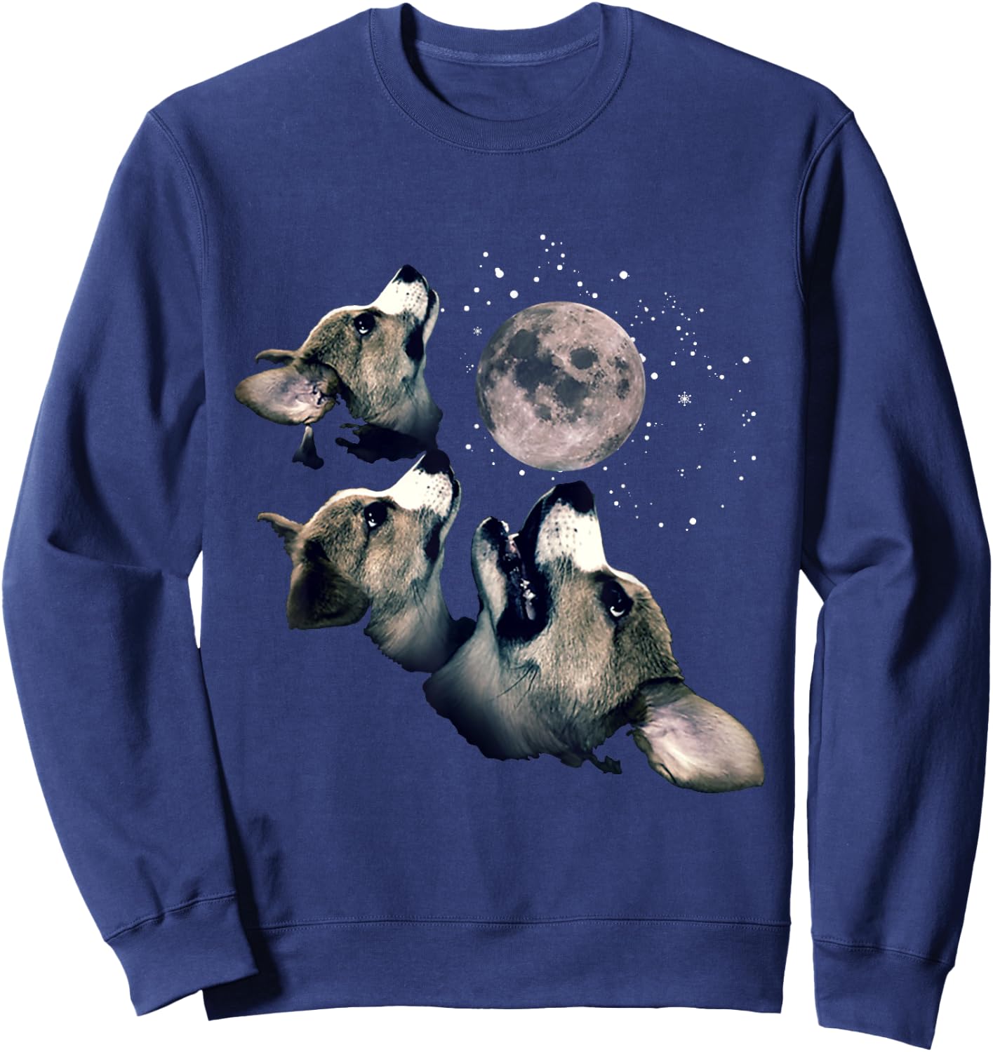 Funny Three Corgi Moon Wolf Parody Gift Lovers Sweatshirt - Sweatshirt | Navy