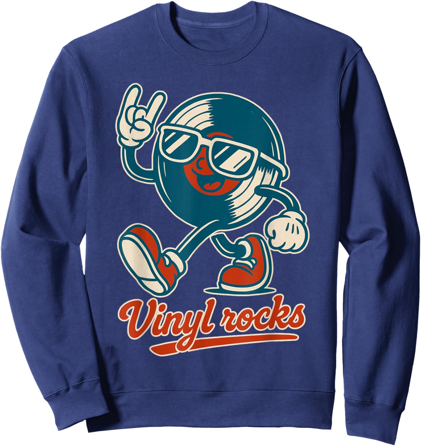 Retro Vinyl Rocks Men Women Kids Funny Vinyl Sweatshirt - Sweatshirt | Navy