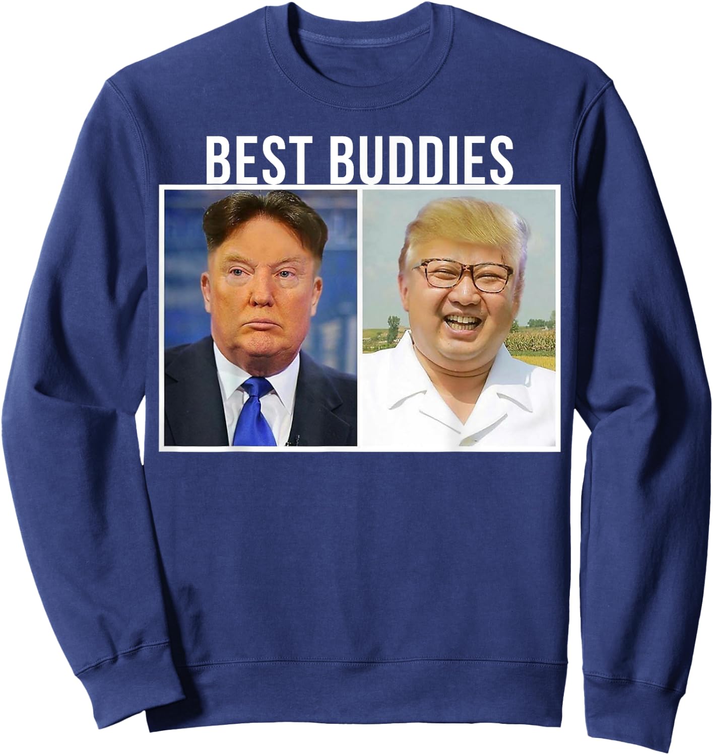 Best Buddies Face Swap Funny Donald Trump and Kim Jung Un Sweatshirt - Sweatshirt | Navy