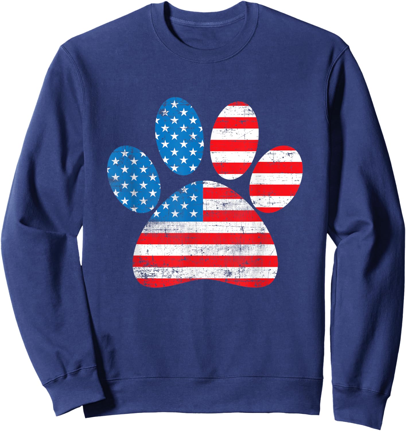 Dog America Flag Patriot day Paw Print Flag 4th of July Women Kids Men Sweatshirt - Sweatshirt | Navy