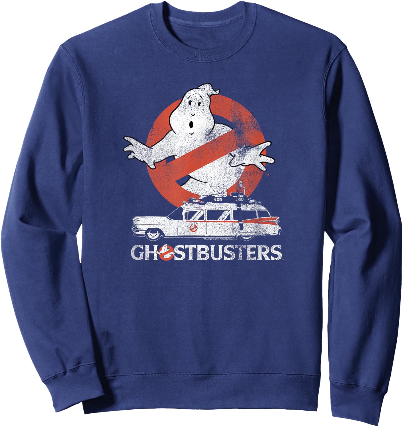 Ghostbusters No Ghost with Ectomobile Retro Movie Sweatshirt - Sweatshirt | Navy