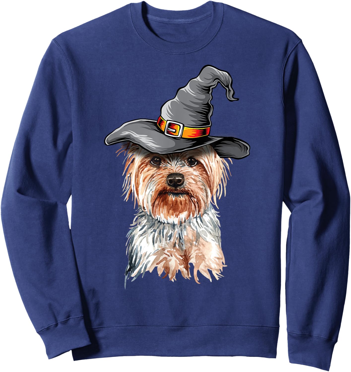 Yorkie Halloween Witch Hat Yorkie Dog Halloween Men Women Kids Sweatshirt - Sweatshirt | Navy
