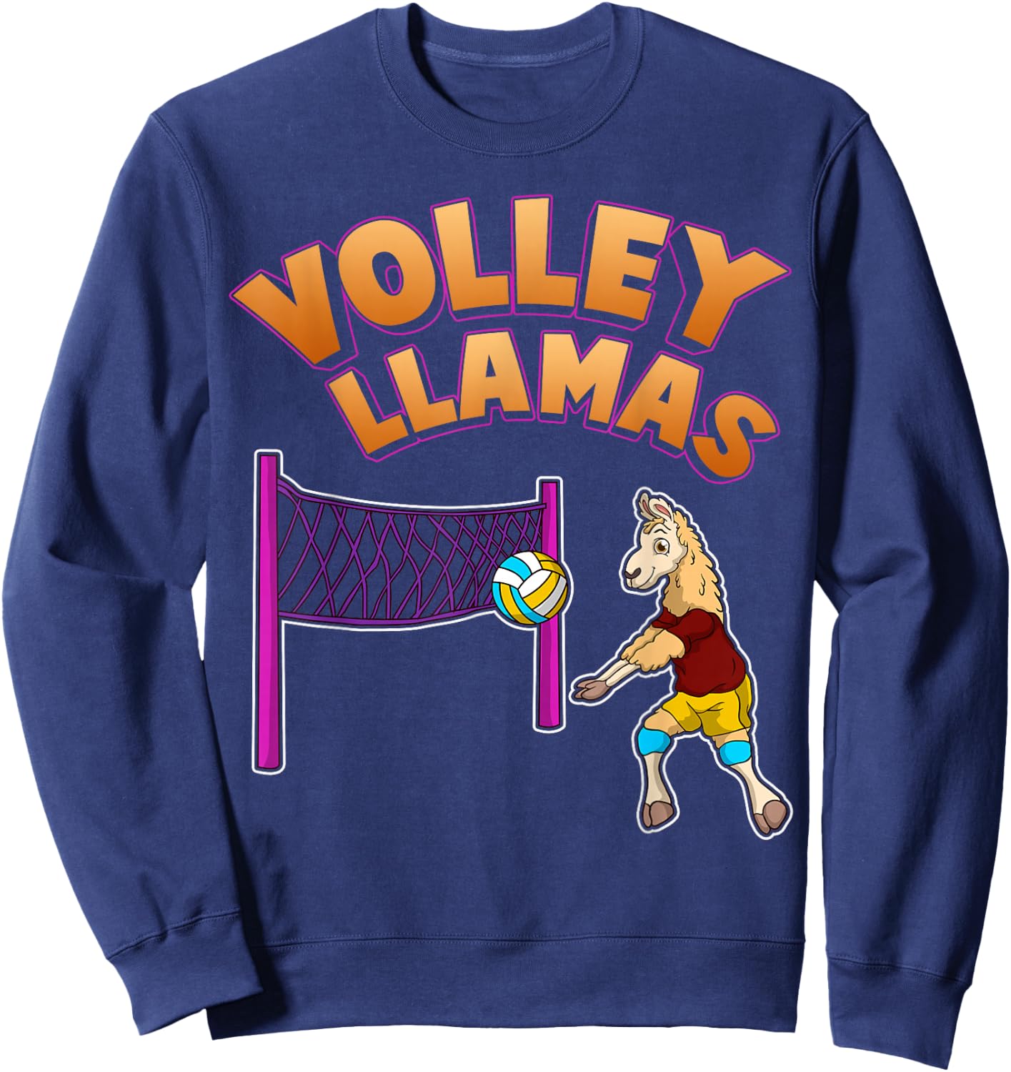 Volley Llama T Shirt Volleyball Sport Team Women Gift Sweatshirt - Sweatshirt | Navy