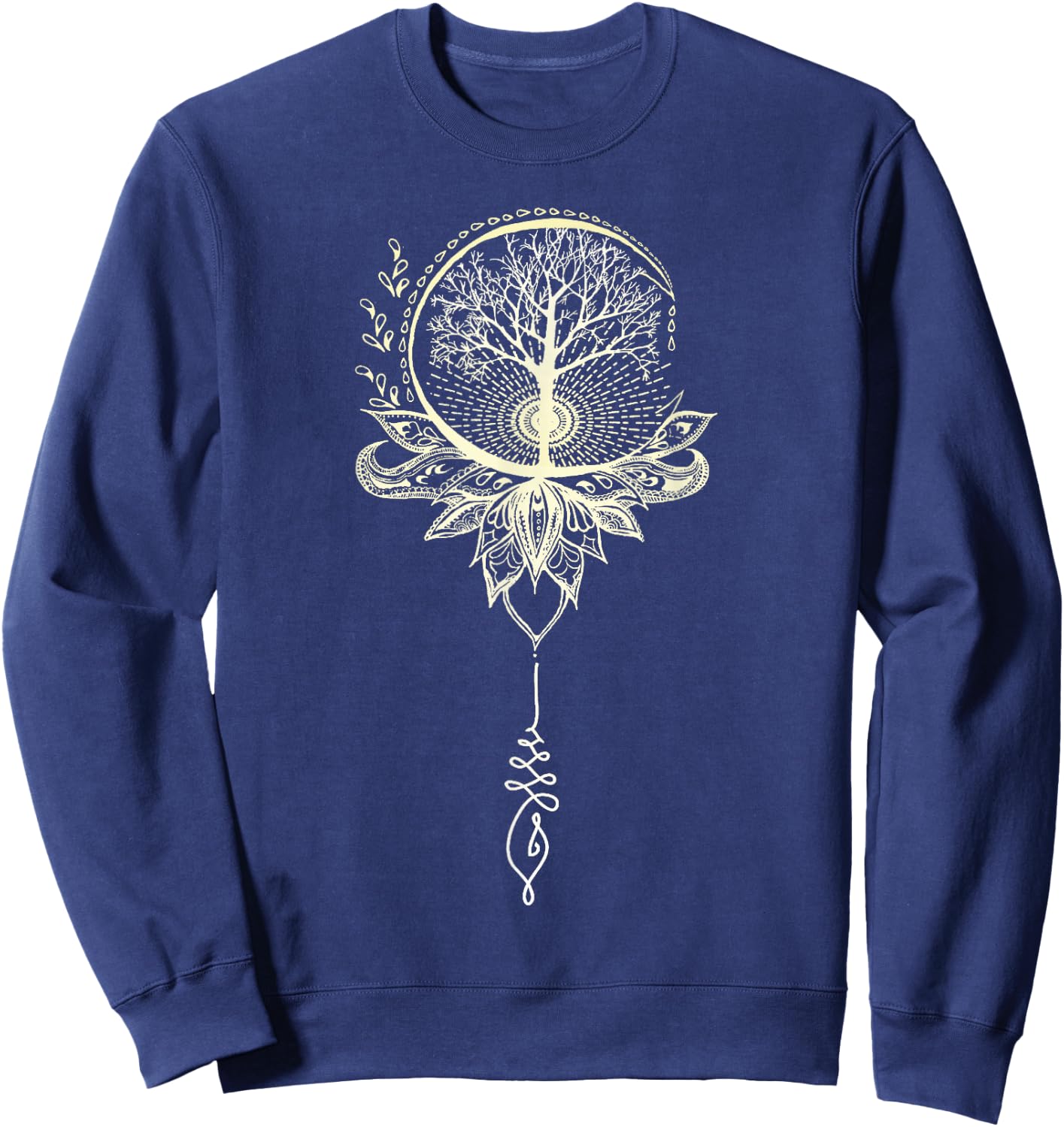 Mandala Lotus Unalome Tree of Life Small Sweatshirt - Sweatshirt | Navy