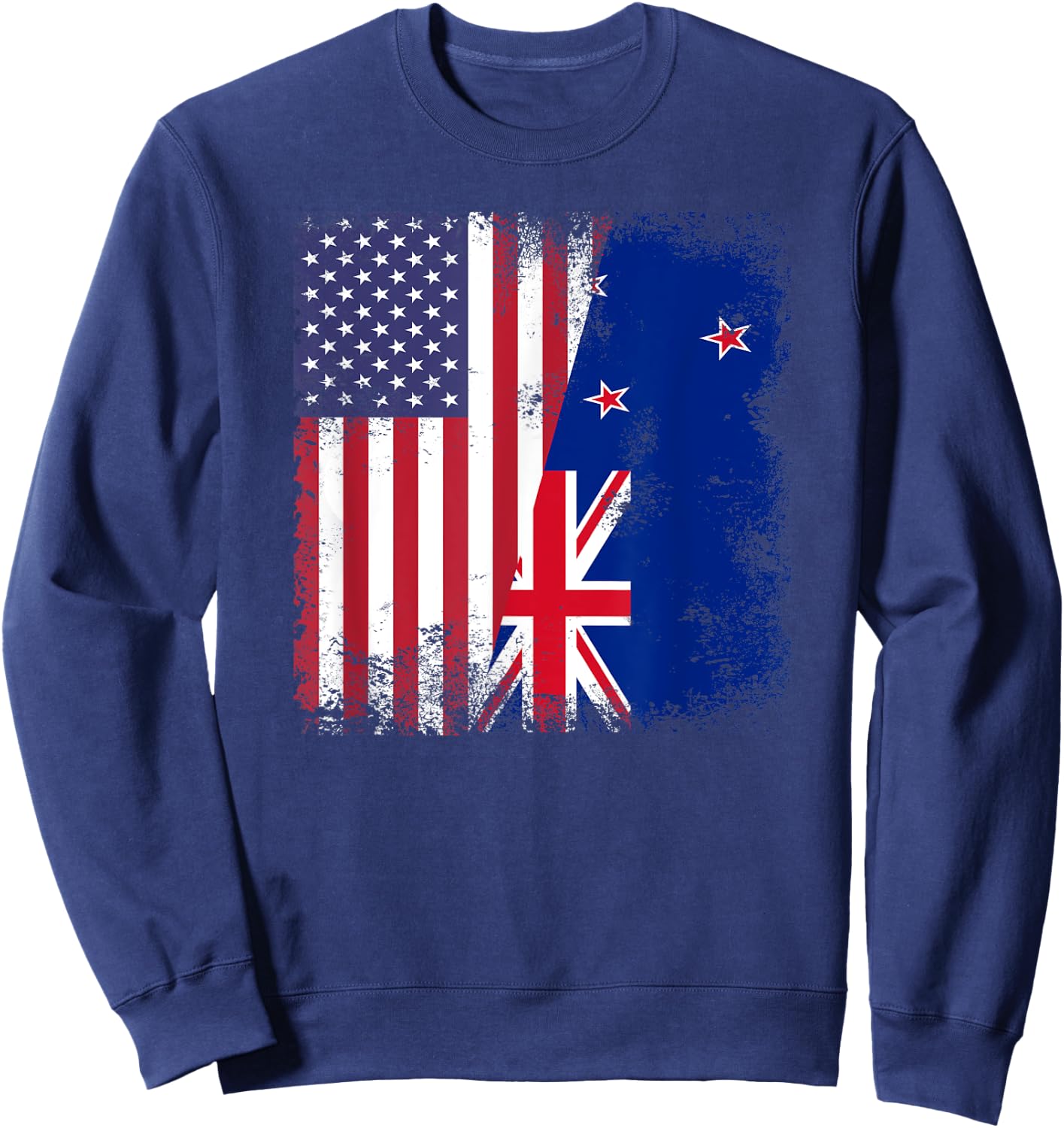 Half Kiwi Flag | Vintage New Zealand USA Gift Sweatshirt - Sweatshirt | Navy