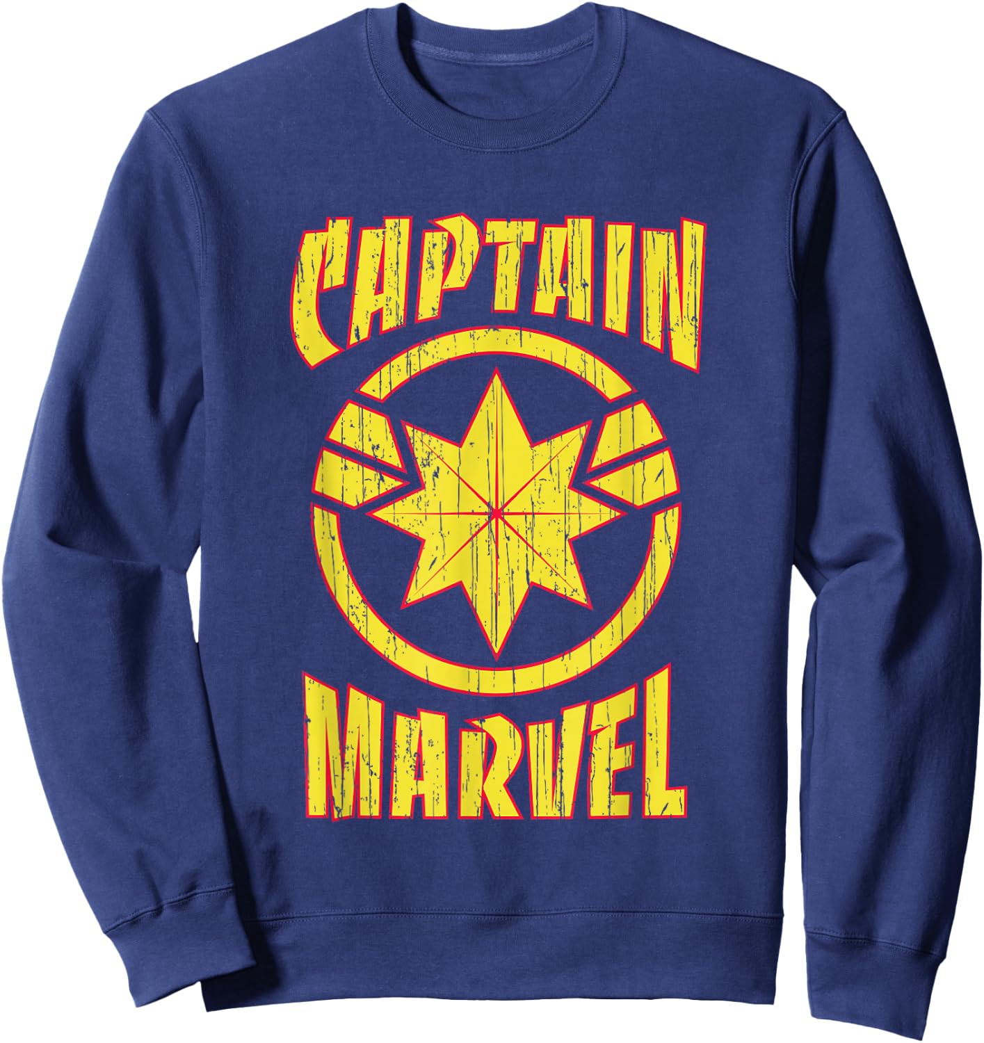 Marvel Captain Marvel Distressed 90s Logo Sweatshirt - Sweatshirt | Navy