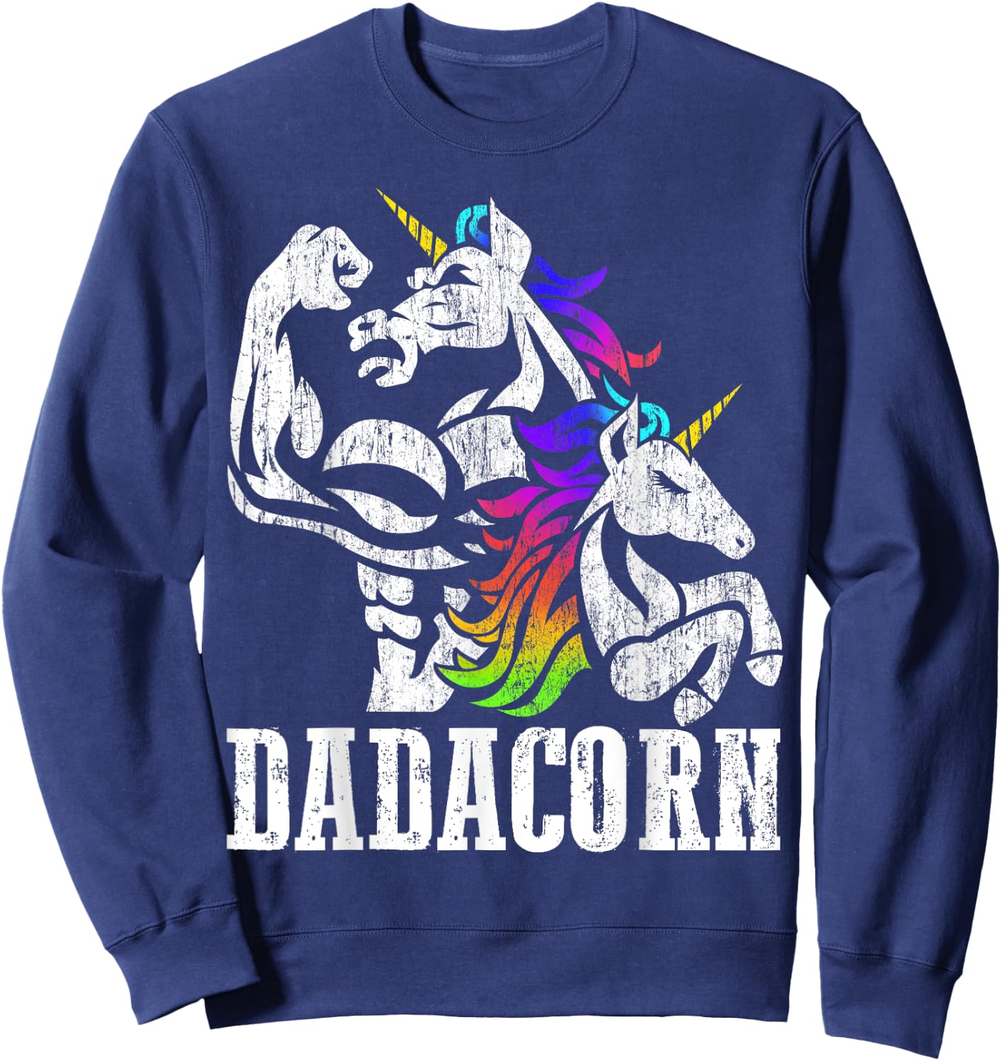 Dadacorn Fathers Day Gift Dad of Unicorn Daughter Sweatshirt - Sweatshirt | Navy