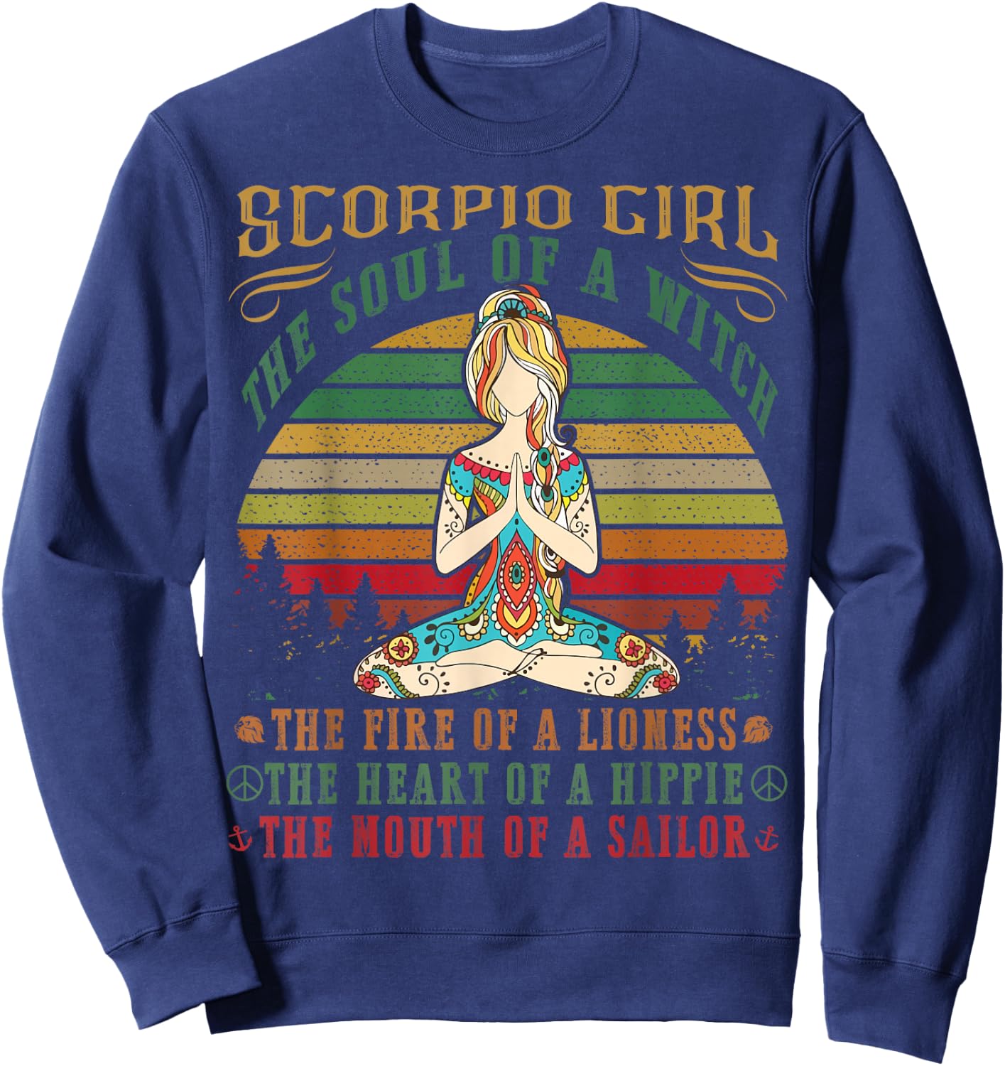 Scorpio Girl for Yoga Black Women Birthday Gifts Sweatshirt - Sweatshirt | Navy