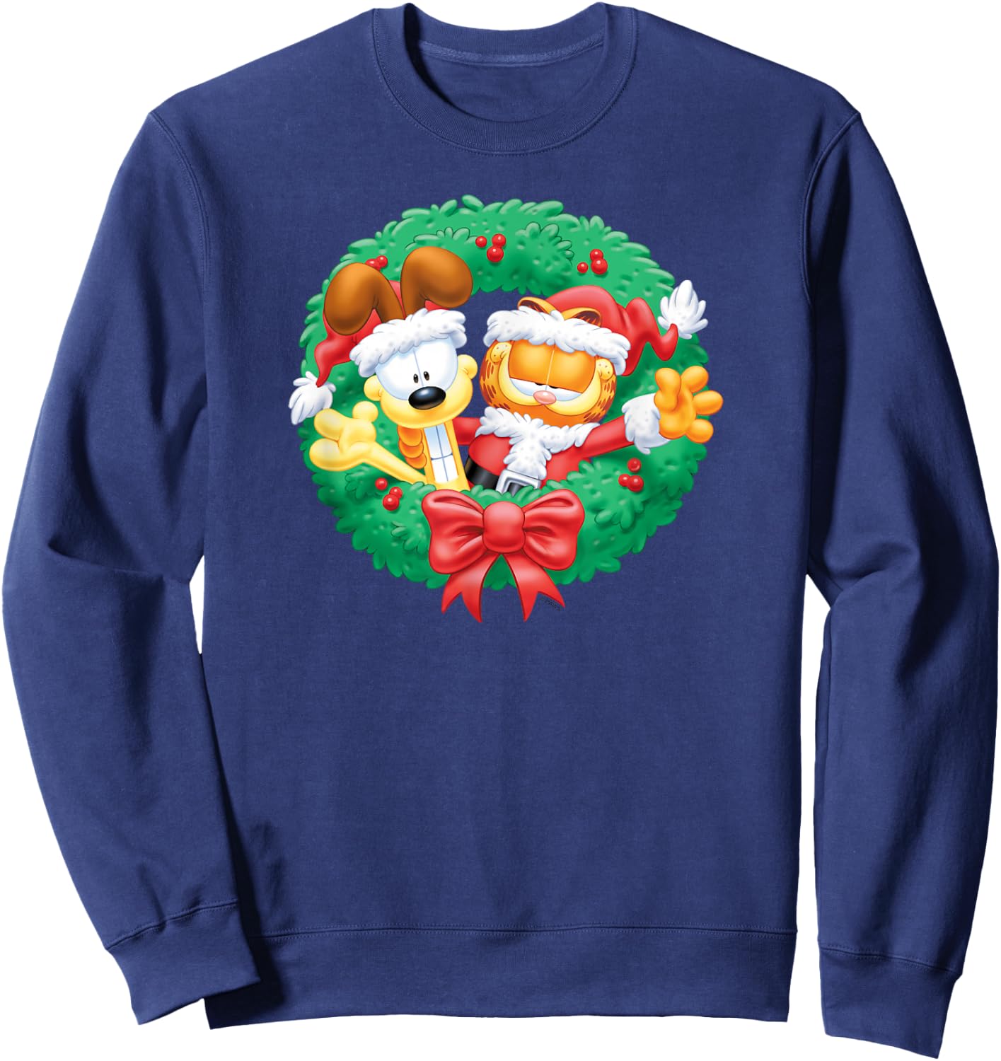 Garfield Christmas Wreath Sweatshirt - Sweatshirt | Navy