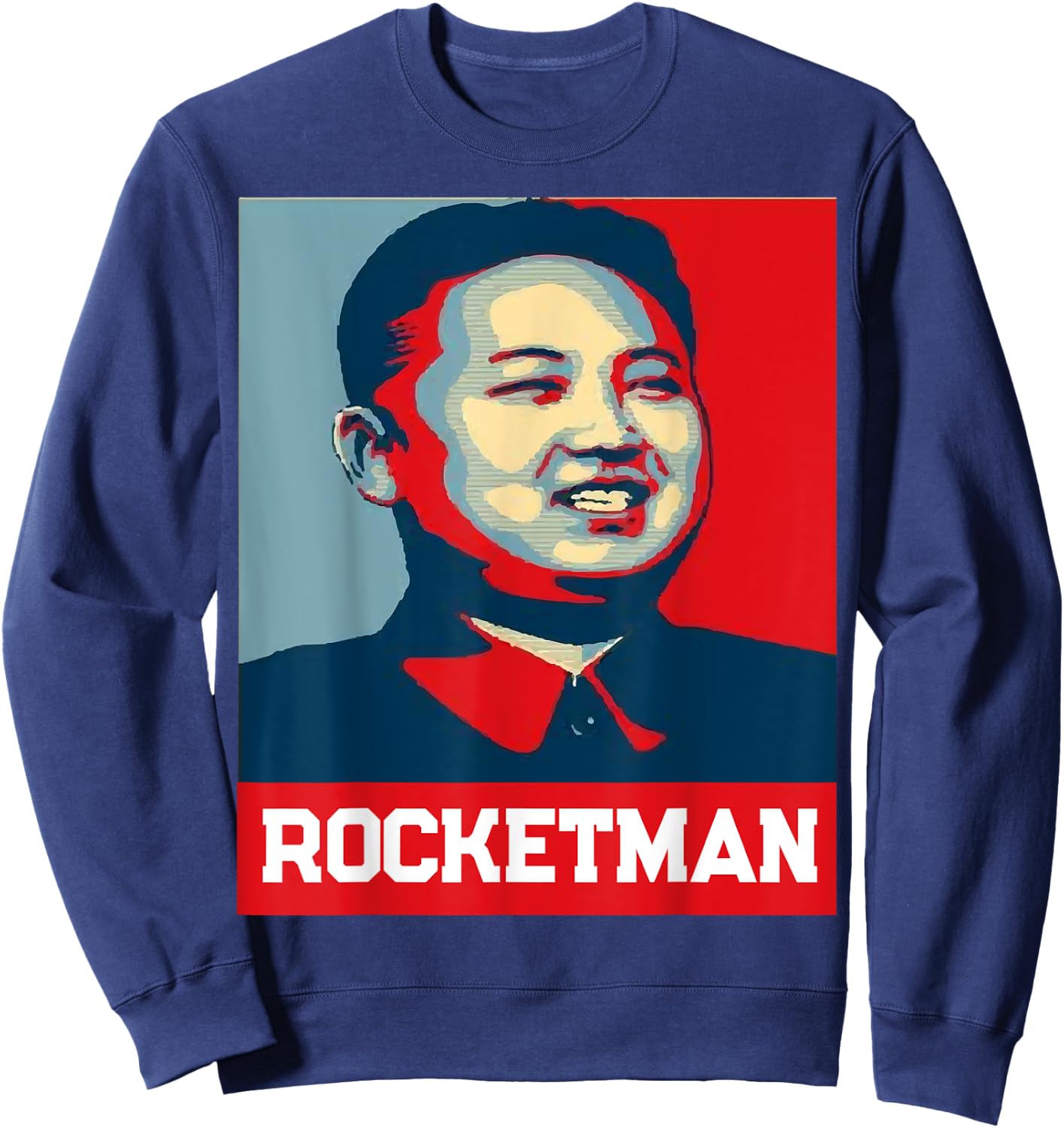 Kim Jong Un Rocket Man - Funny North Korea Shirt - -Adults - Black - Small - Short Sleeve - Classic Fit - Cotton Blend - Modern - Retro - Political Theme Sweatshirt - Sweatshirt | Navy