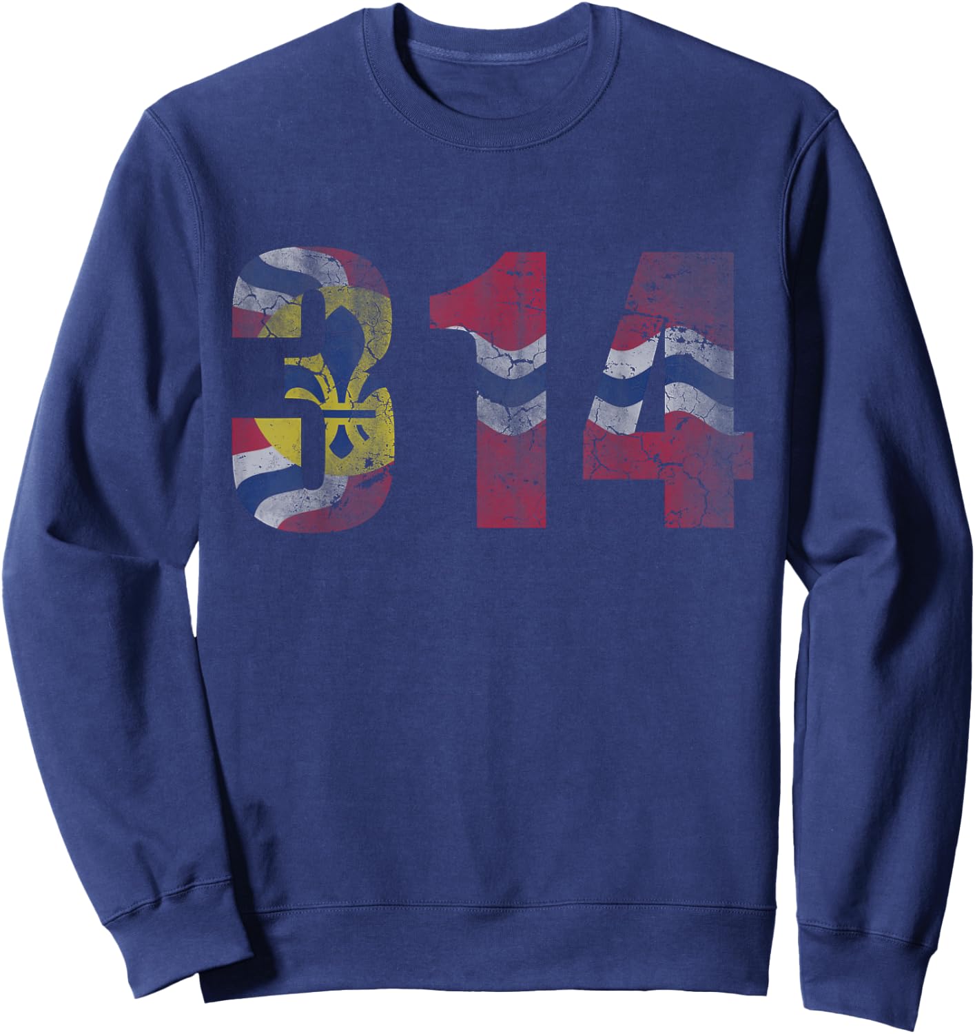 St Louis Flag Missouri 314 Vintage Distressed Fade Sweatshirt - Sweatshirt | Navy