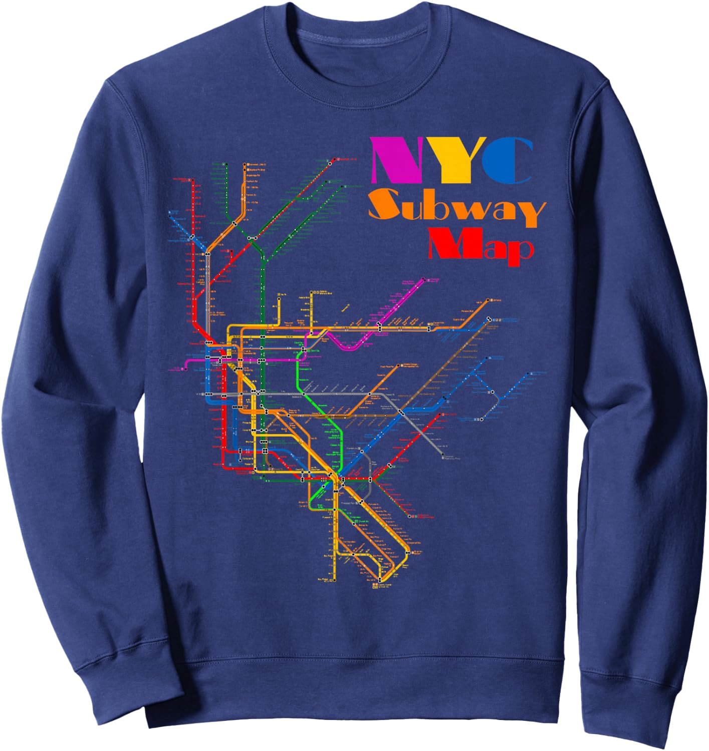 New York City Subway Map Shirt NYC Metro Map Gift Sweatshirt - Sweatshirt | Navy