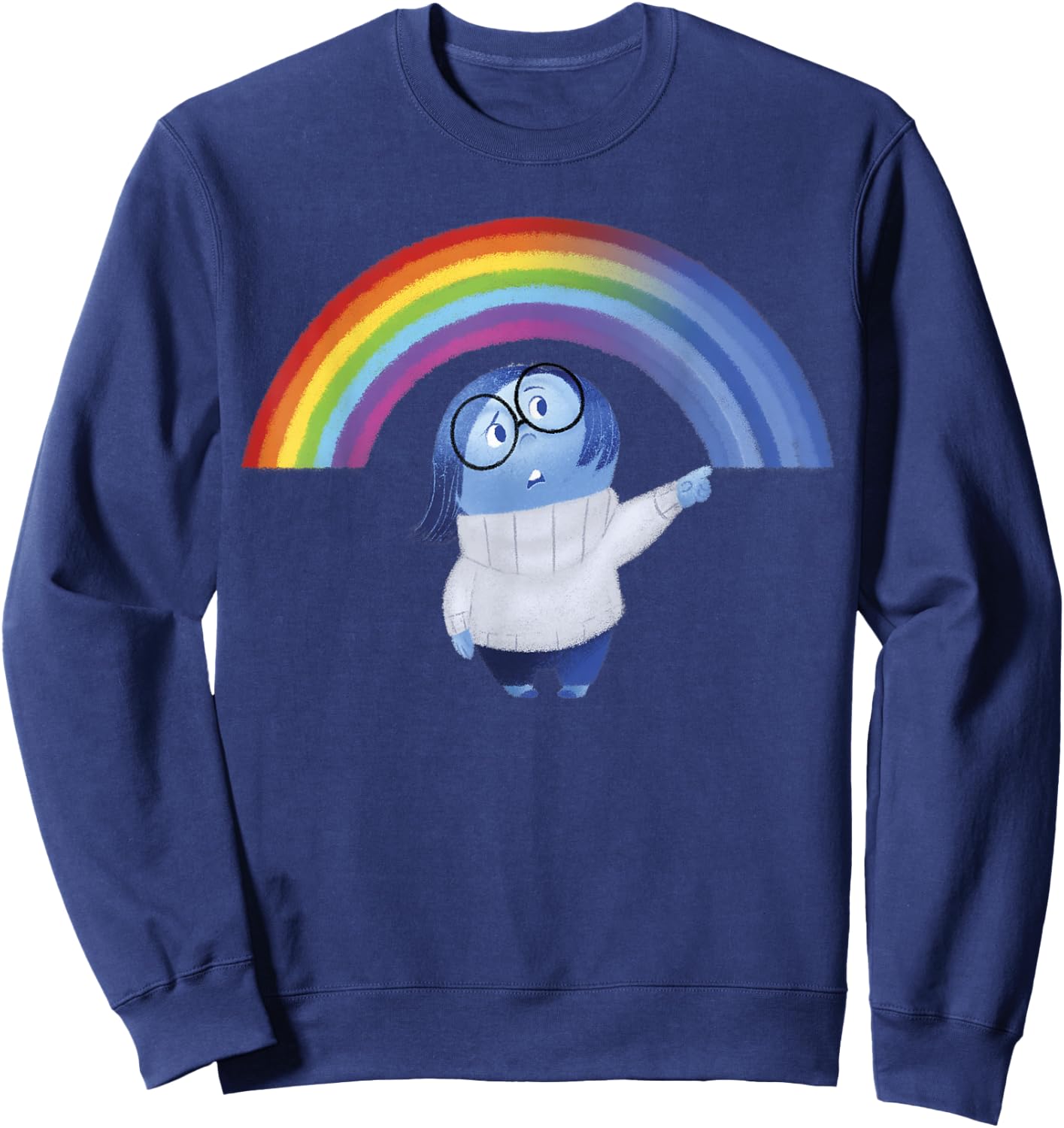 Disney Pixar Inside Out Sadness Rainbow Blue Gradient Logo Sweatshirt - Sweatshirt | Navy