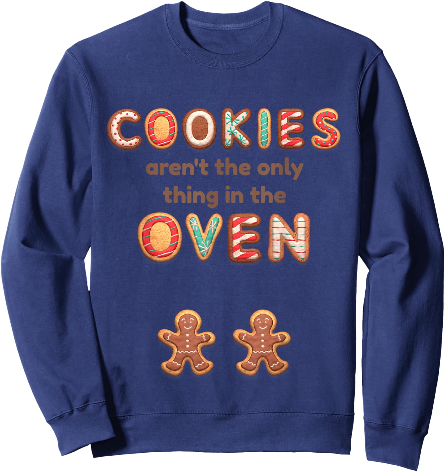 Twin Pregnancy Christmas Announcement Baking Cookies Sweatshirt - Sweatshirt | Navy