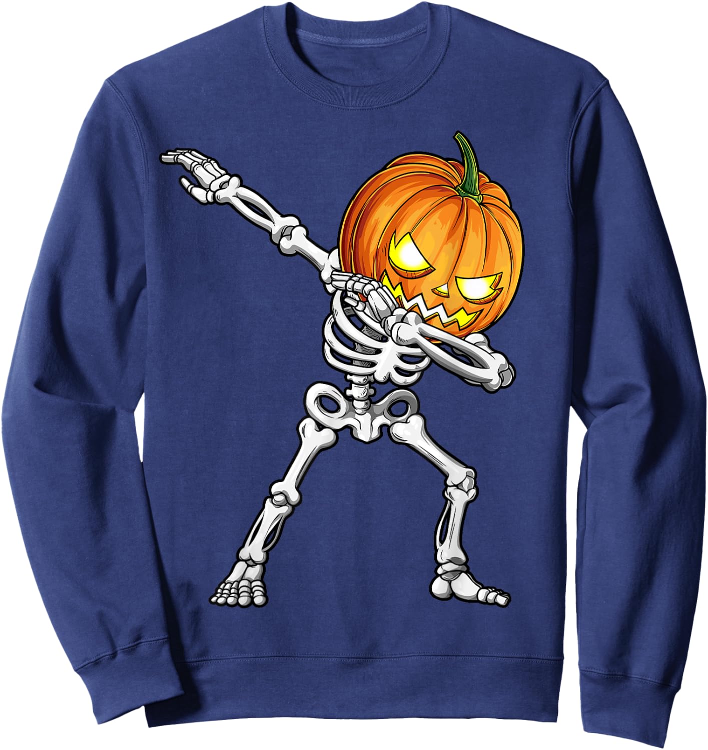 Halloween Boys Dabbing Skeleton Scary Pumpkin Jack O Lantern Sweatshirt - Sweatshirt | Navy