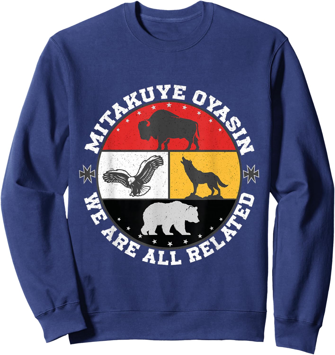Native American spiritual Medicine Wheel Mitakuye Oyasin Sweatshirt - Sweatshirt | Navy