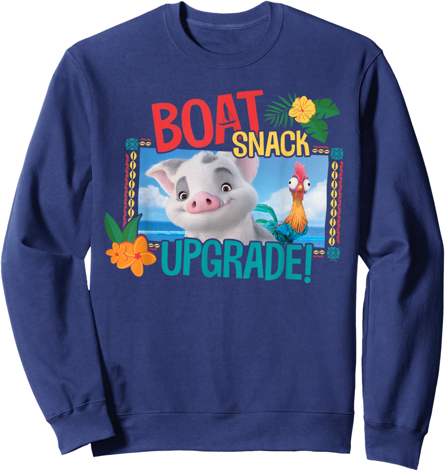 Disney Moana 2 Pua and Heihei Boat Snack Upgrade Funny Sweatshirt - Sweatshirt | Navy