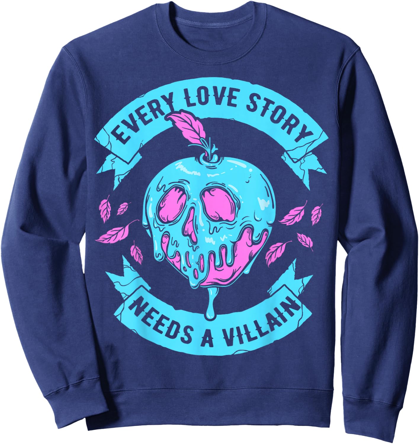 Disney Villains Valentine's Day Love Story Poison Apple Logo Sweatshirt - Sweatshirt | Navy