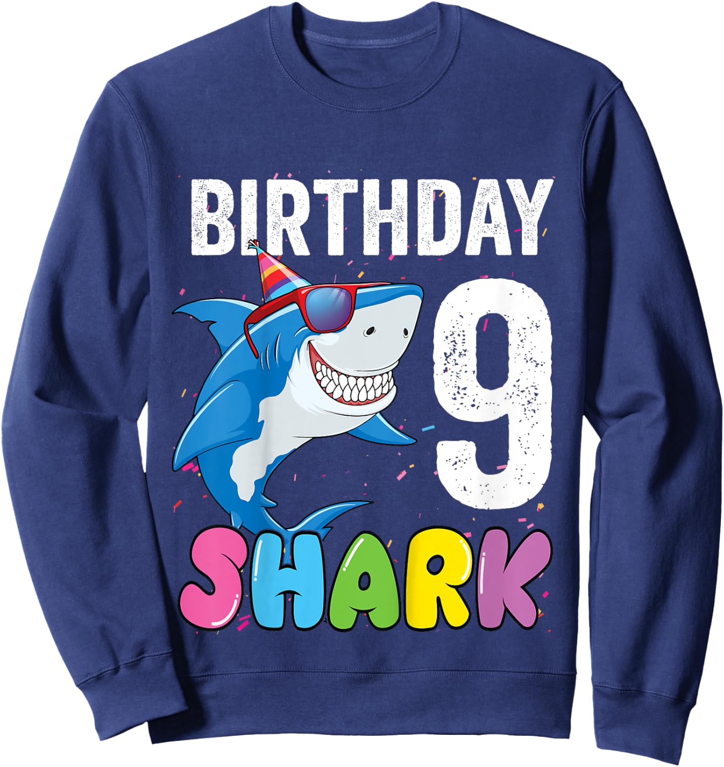 Kids 9th Birthday Shirt Shark JawSome Nine Year Old 9th Birthday Sweatshirt - Sweatshirt | Navy