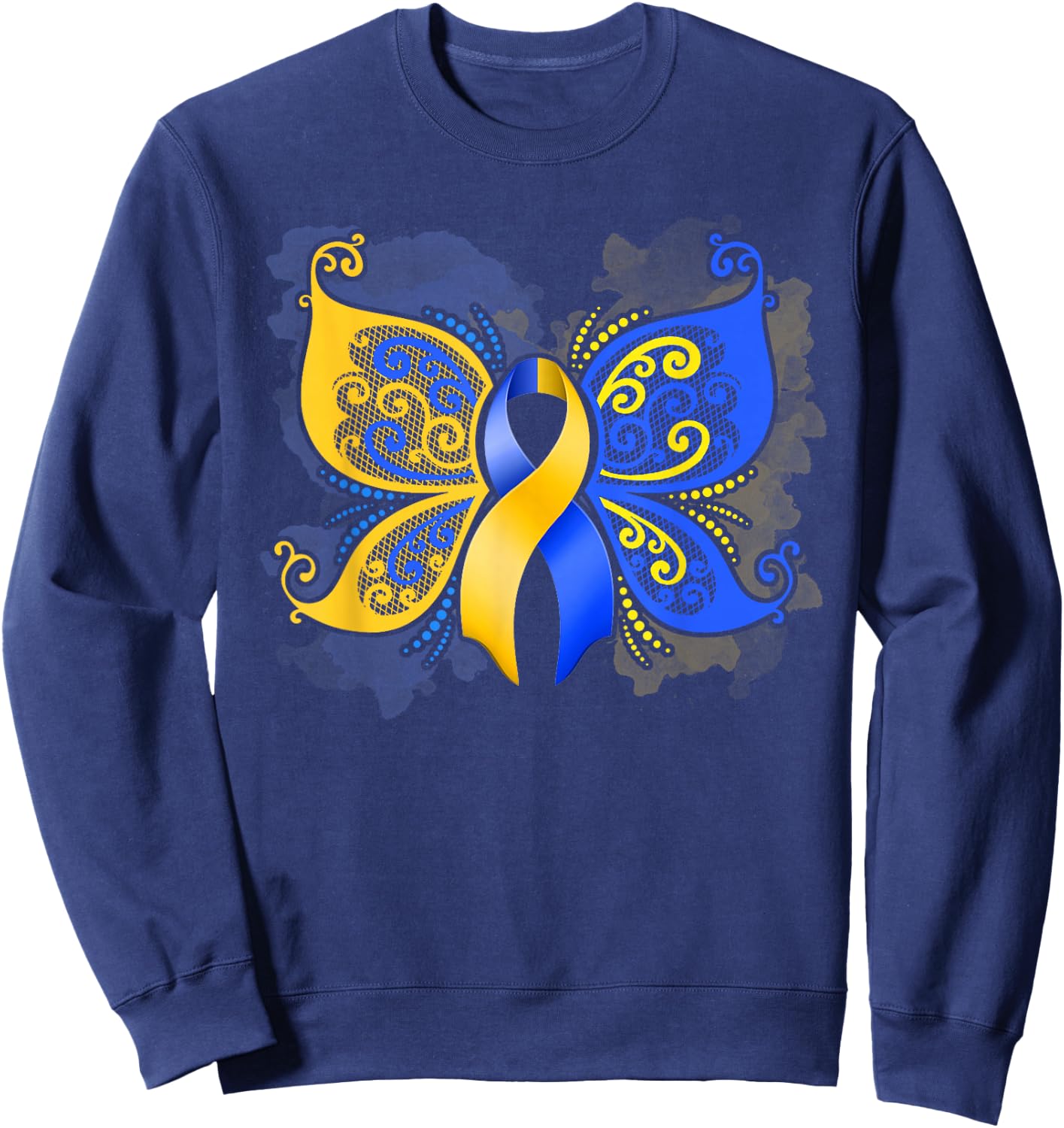 Down Syndrome Awareness Butterfly Gift Sweatshirt - Sweatshirt | Navy