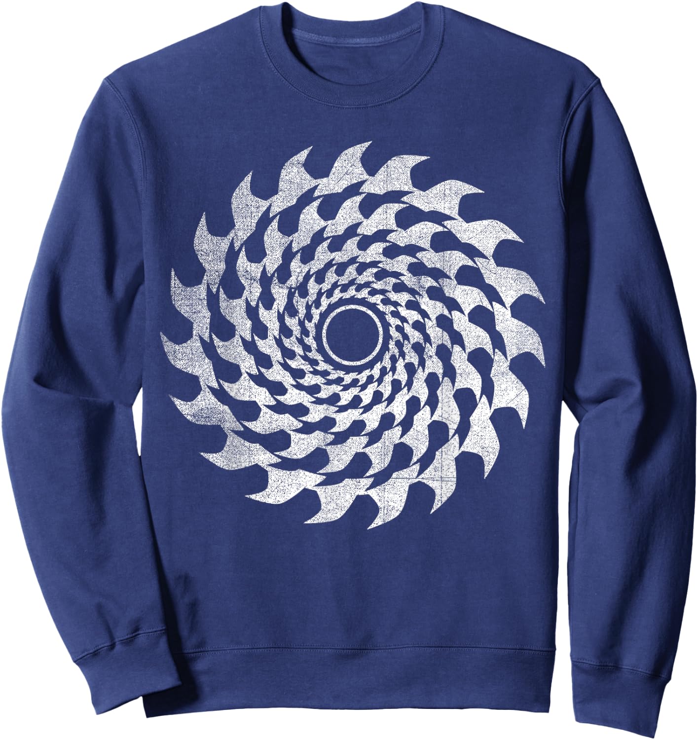 Shark Tooth Circular Saw Blade Illusion Sweatshirt - Sweatshirt | Navy