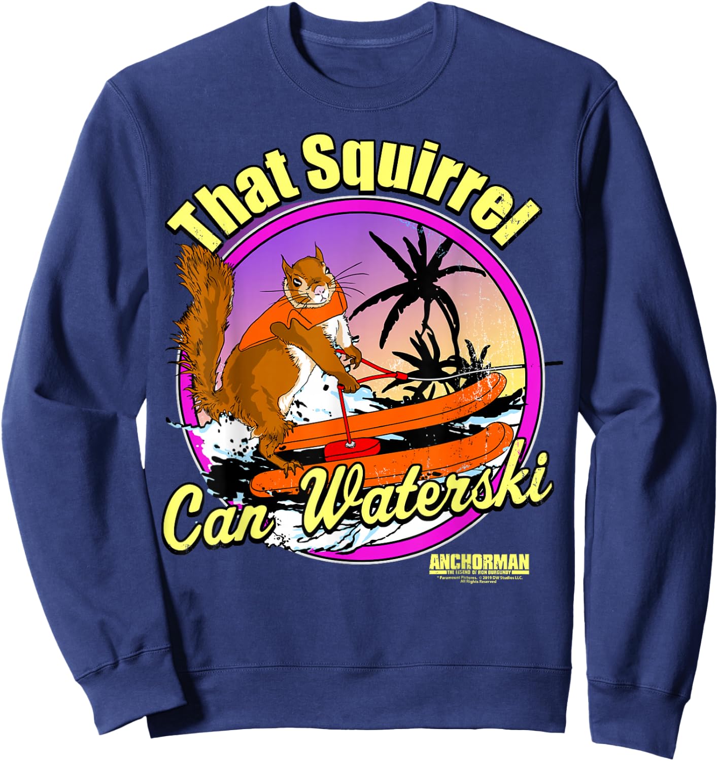 Anchorman That Squirrel Can Waterski Purple Circle Sweatshirt - Sweatshirt | Navy