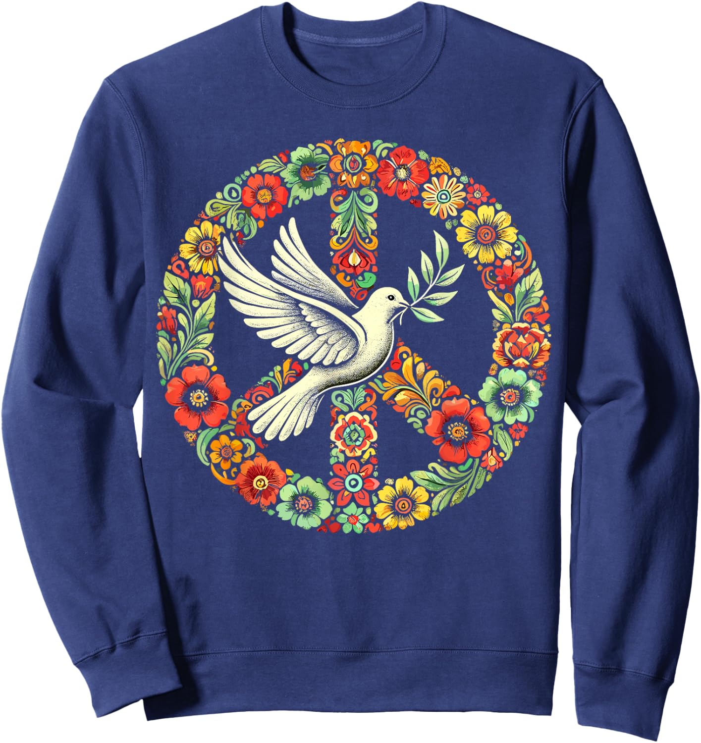 Hippie Tie Dye Peace Dove Bird Sweatshirt - Sweatshirt | Navy