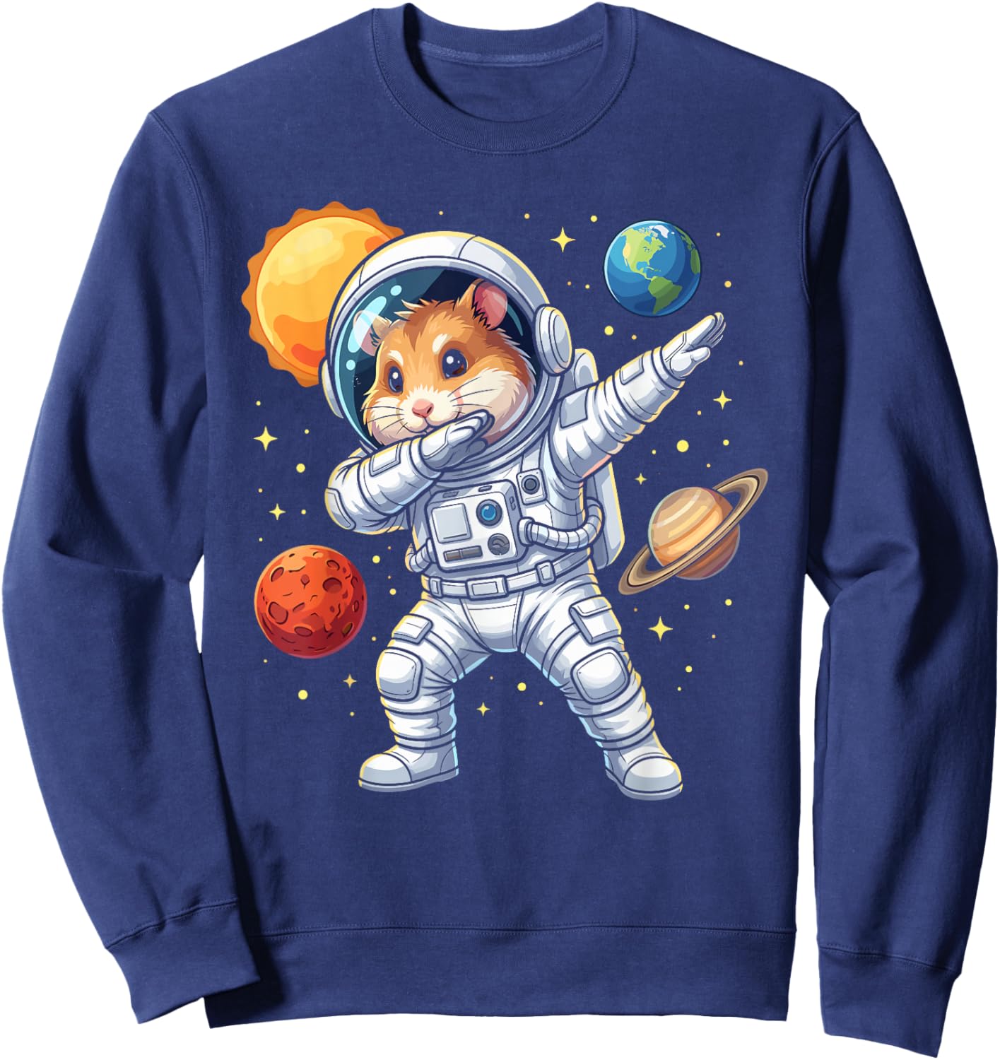Hamster Astronaut Dabbing Funny Space Animal for Kids Sweatshirt - Sweatshirt | Navy