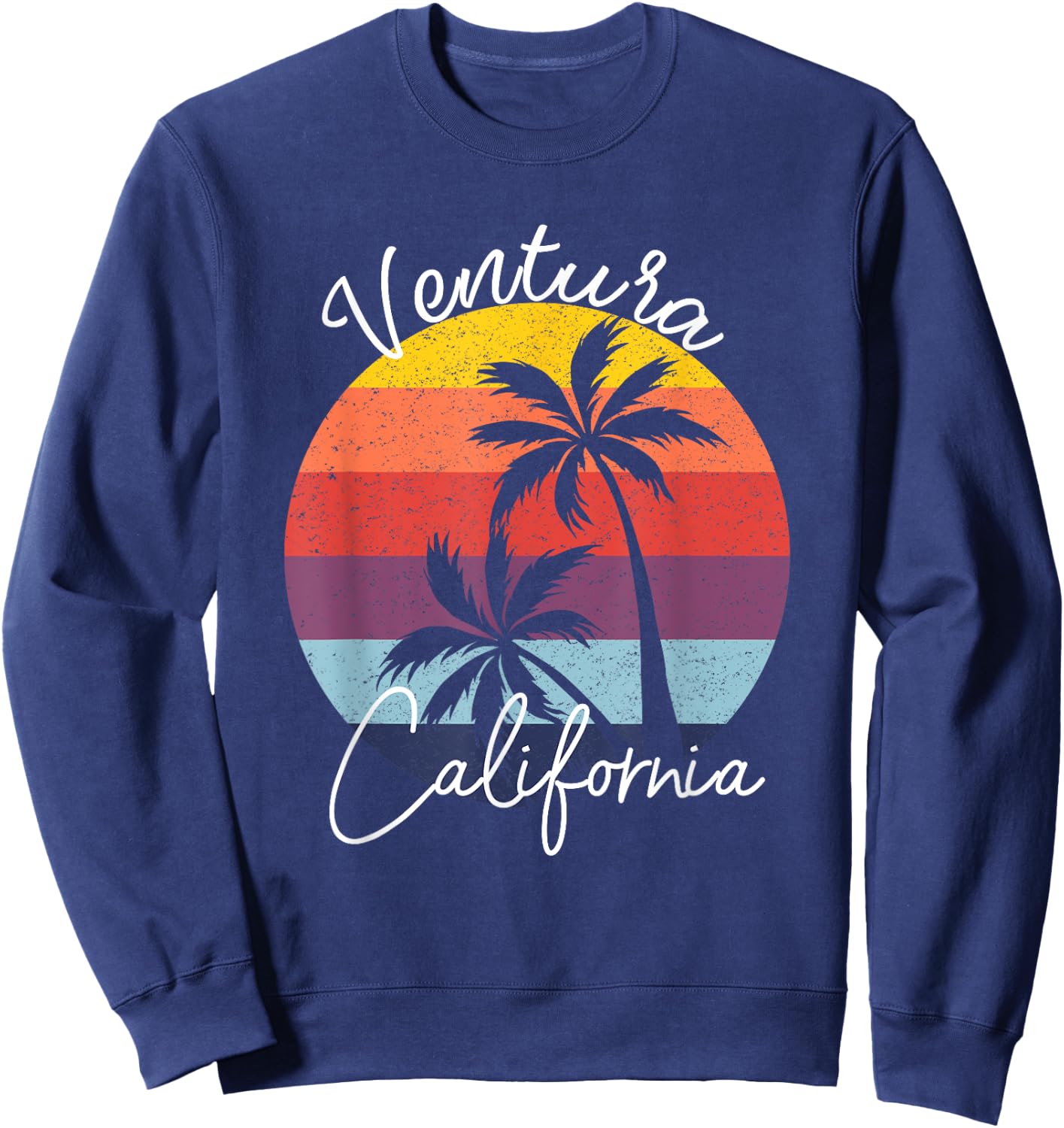 Ventura California Vintage 80's Beach Sunset Surfer Gift Sweatshirt - Sweatshirt | Navy
